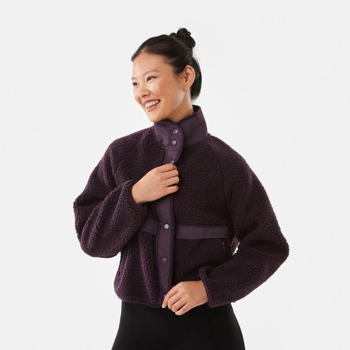 2 Active Womens Sherpa Patch Jacket Pur Raisin, 2 of 8