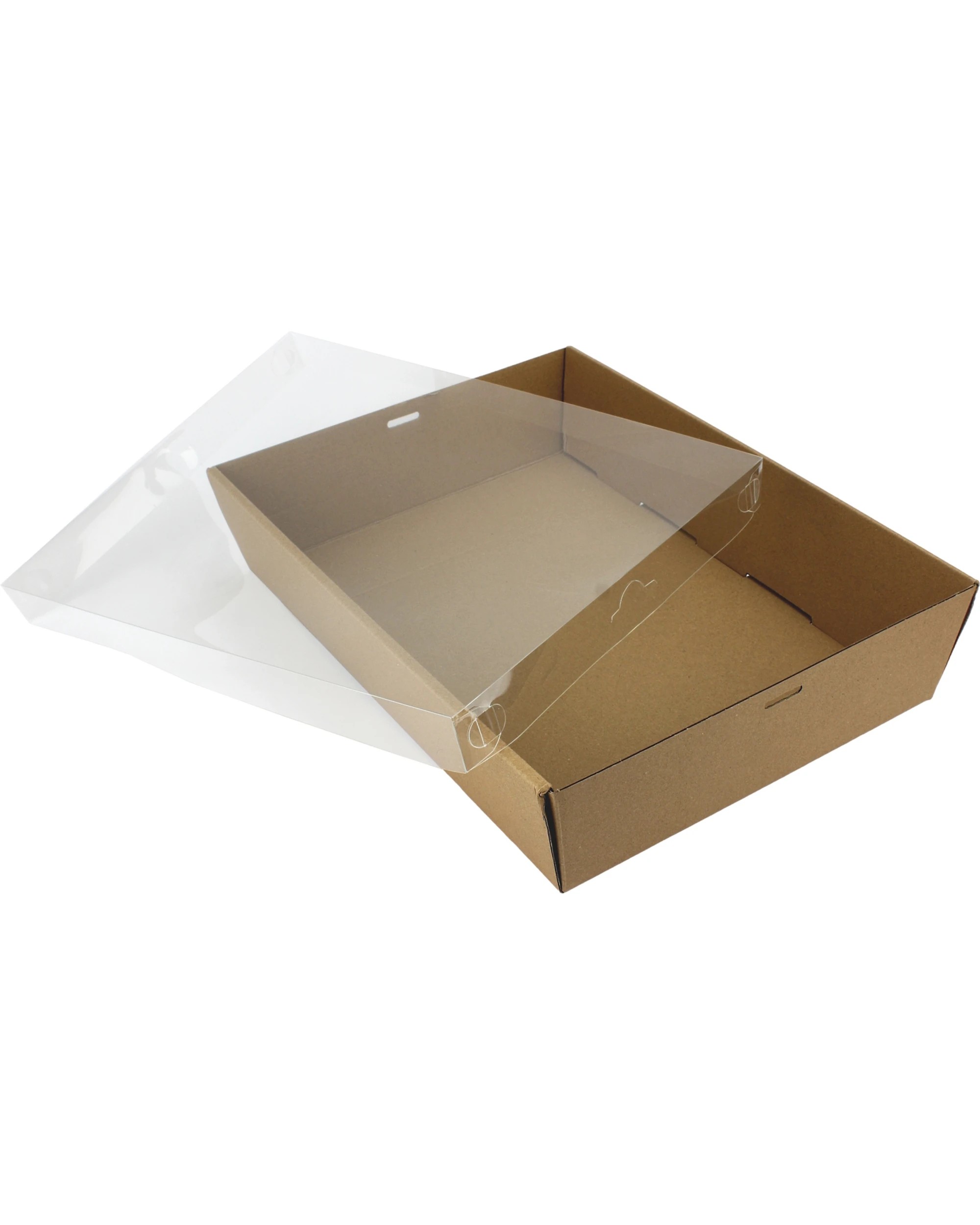 2 Spice Kitchen Kraft Grazing Box with Clear Plastic Lid 36cm x 25.8cm x 8cm - Brown, 2 of 4