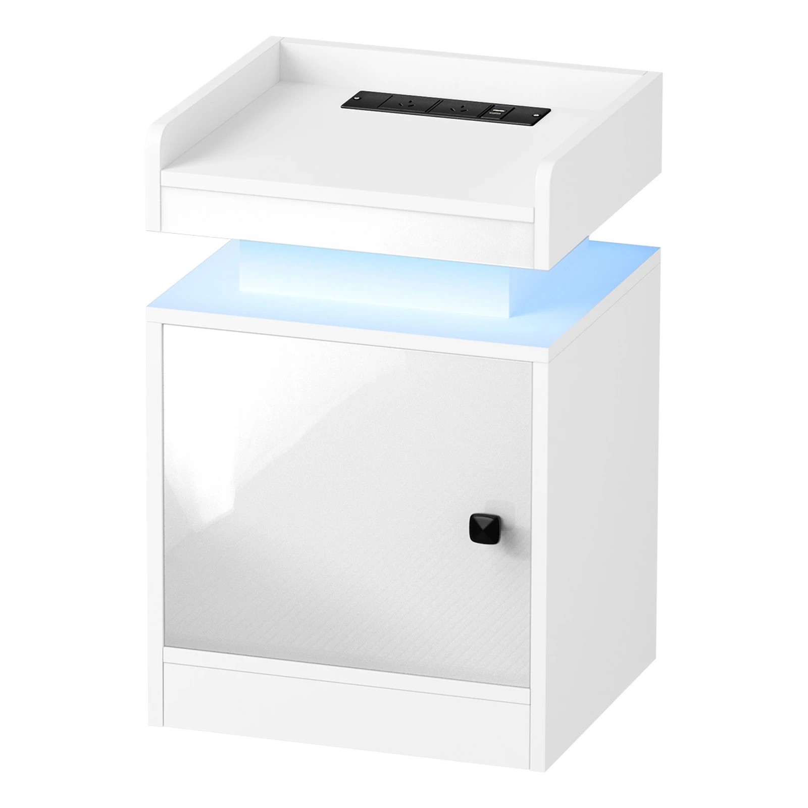 1 Oikiture Bedside Table Led Nightstand Usb Charging Station
 - White, 1 of 10