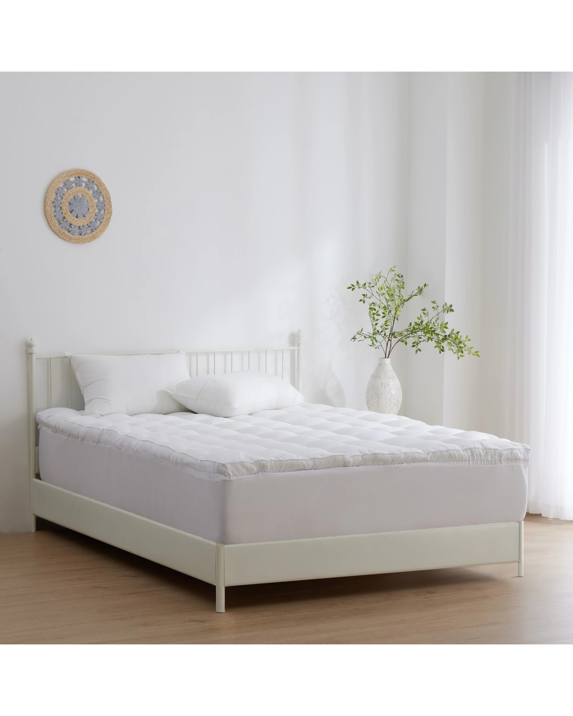 2 Sleepcare 1200gsm Microfibre Mattress Topper - King Bed - White, 2 of 6