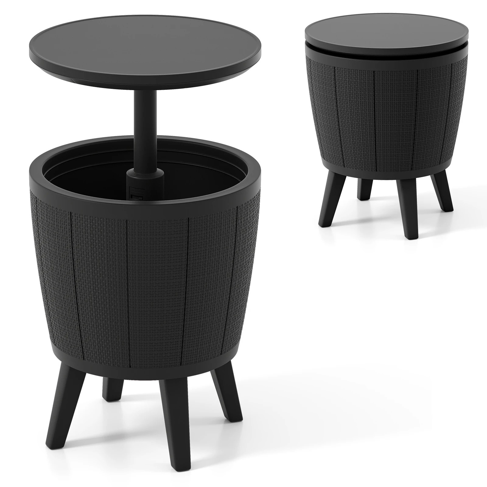 1 Costway 38L Outdoor Cool Cocktail Bar Table Lift Top Cooler Resistant Hot Tub Side Table, 1 of 4