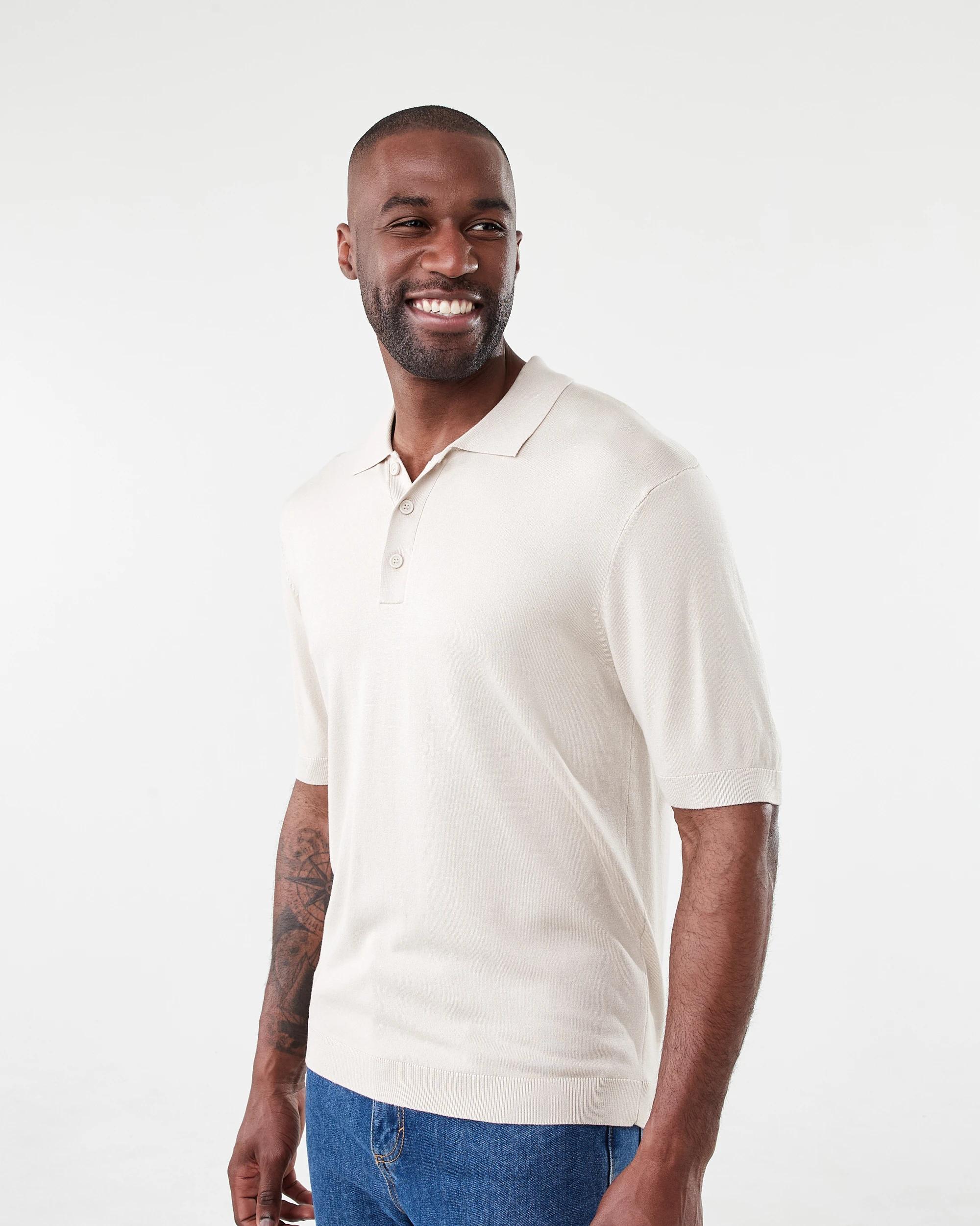 2 Button Up Knit Polo T-shirt Bge Dune, 2 of 5