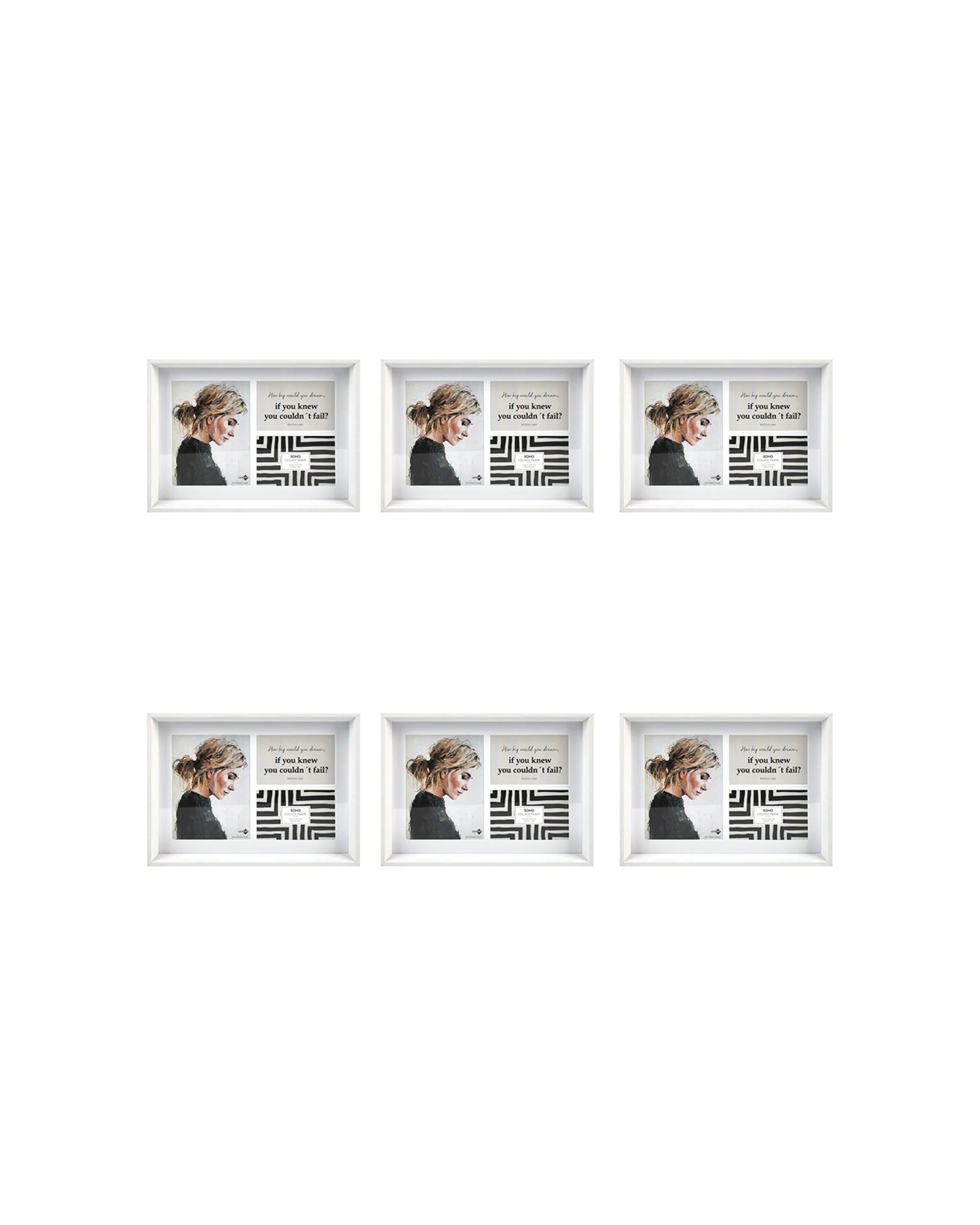 1 Unigift 6PK Soho 2 Sizes 3 Open Collage Picture Frame - White, 1 of 2