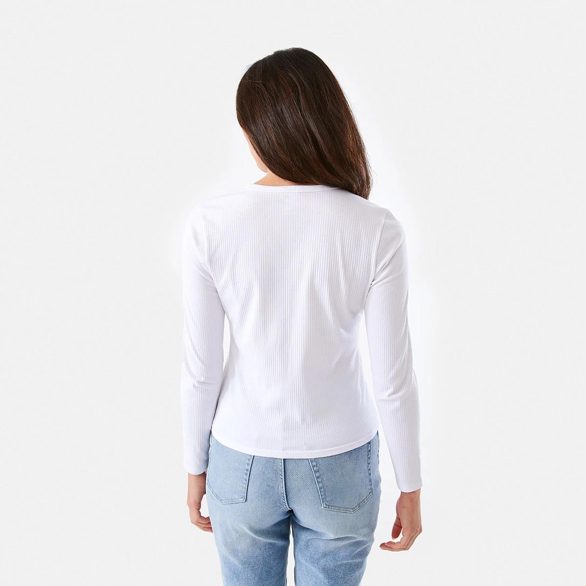 3 Long Sleeve Rib Crew Neck T-shirt White, 3 of 5