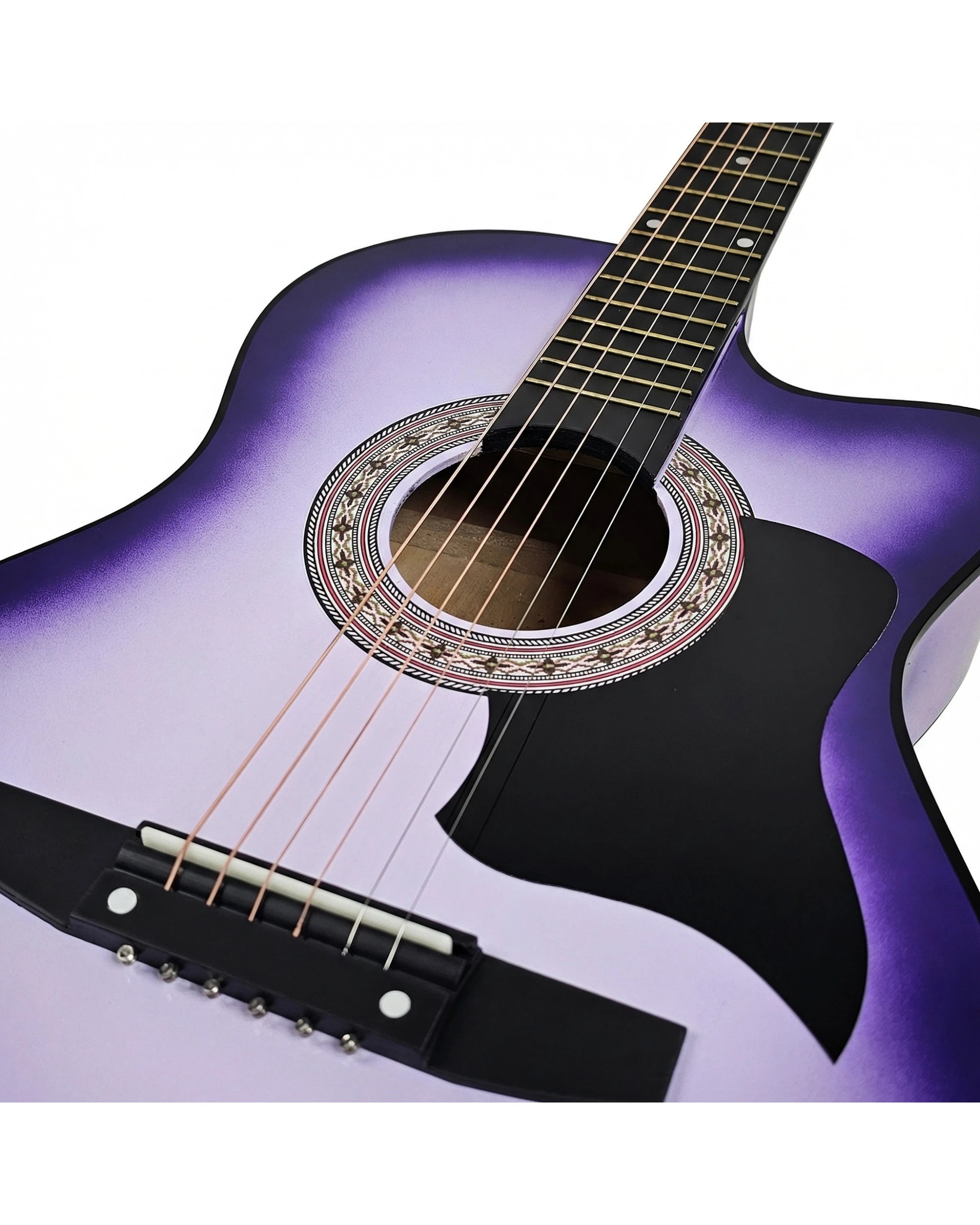 4 Karrera 38in Cutaway Acoustic Guitar with Guitar Bag in Purple Burst - Purple, 4 of 10