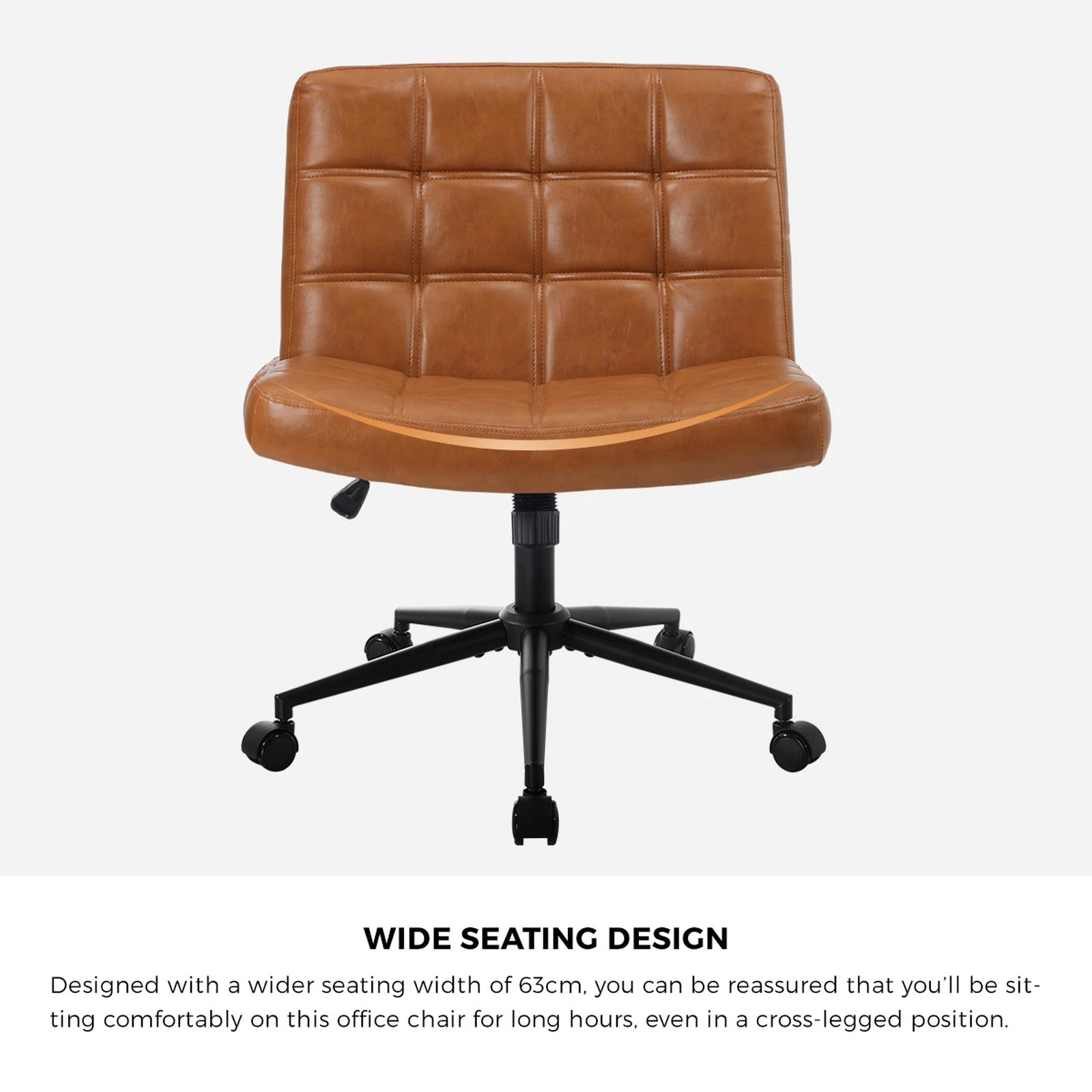 5 Oikiture Armless Office Desk Chair Faux Leather
 - Brown, 5 of 10