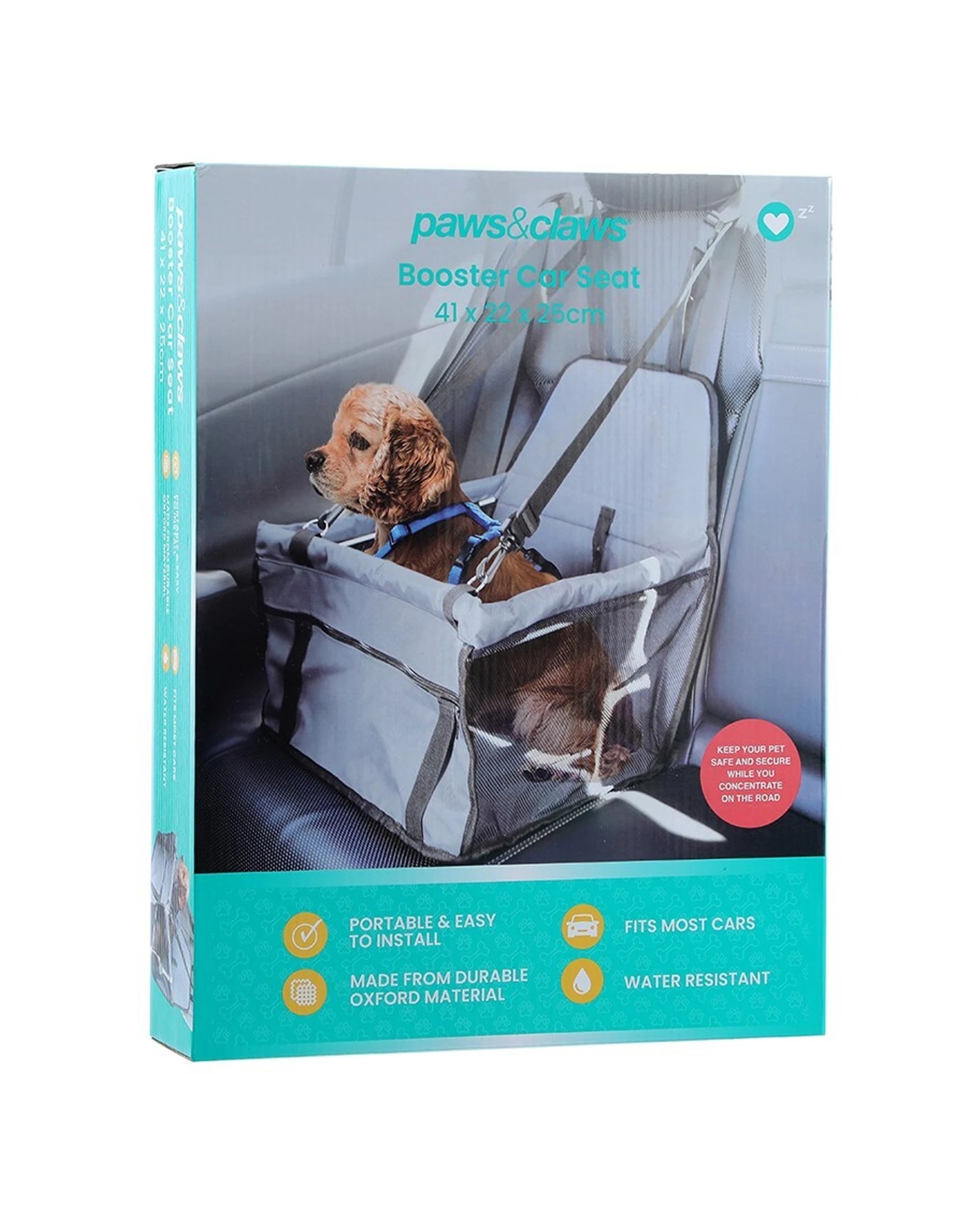 4 Paws & Claws Pet Booster Car Seat Protector Safety Basket Dog/cat Travel Carrier - Grey, 4 of 4