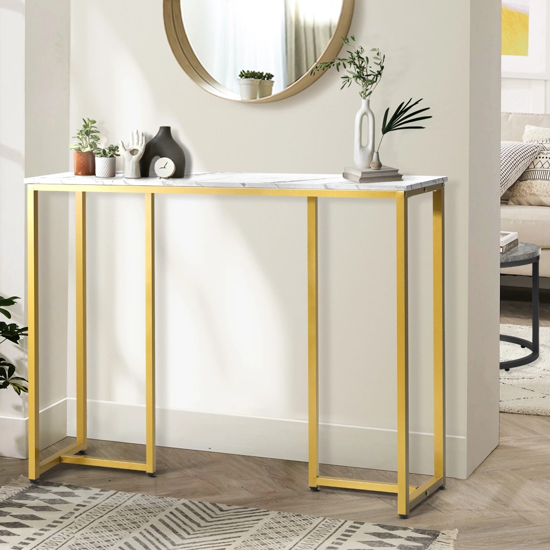 2 Oikiture Console Table Hallway Entry Side Tables Marble Effect Hall Display
 - Multi, 2 of 10