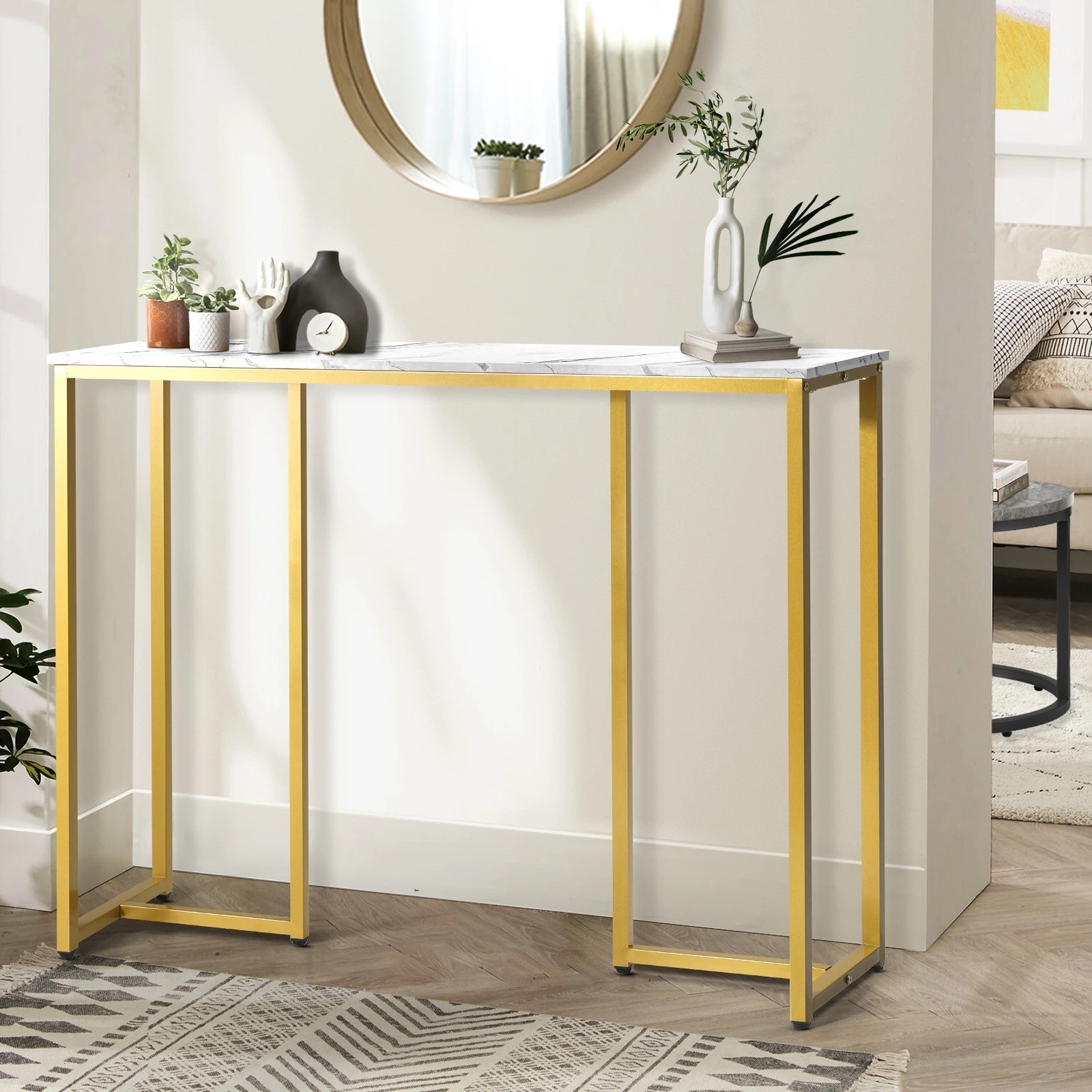 2 Oikiture Console Table Hallway Entry Side Tables Marble Effect Hall Display
 - Multi, 2 of 10