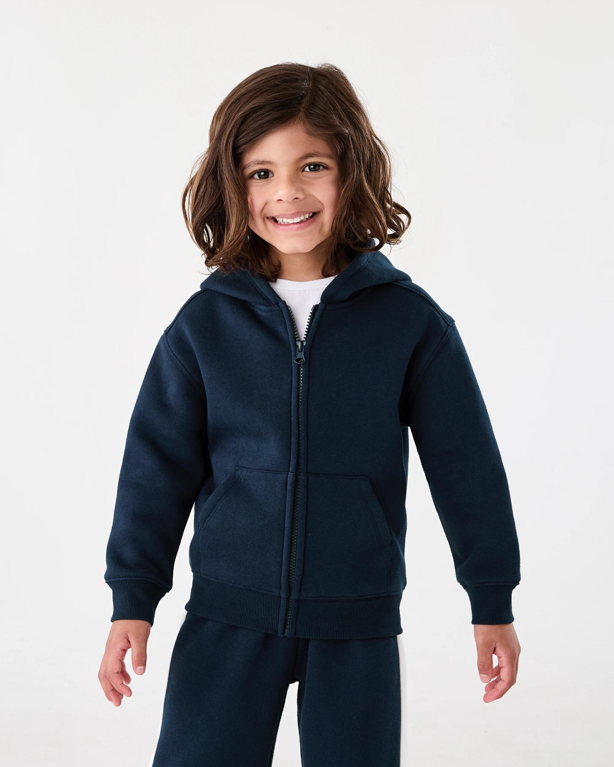 2 Plain Zip Through Hoodie Dress Navy, 2 of 8