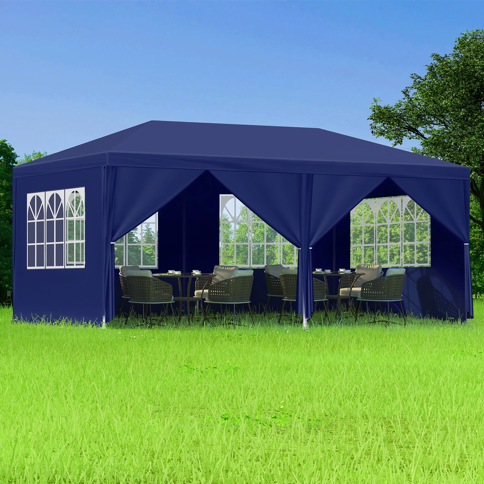2 Alfordson Gazebo 3x6m Outdoor Wedding Marquee Camping Canopy Portable - Blue, 2 of 7
