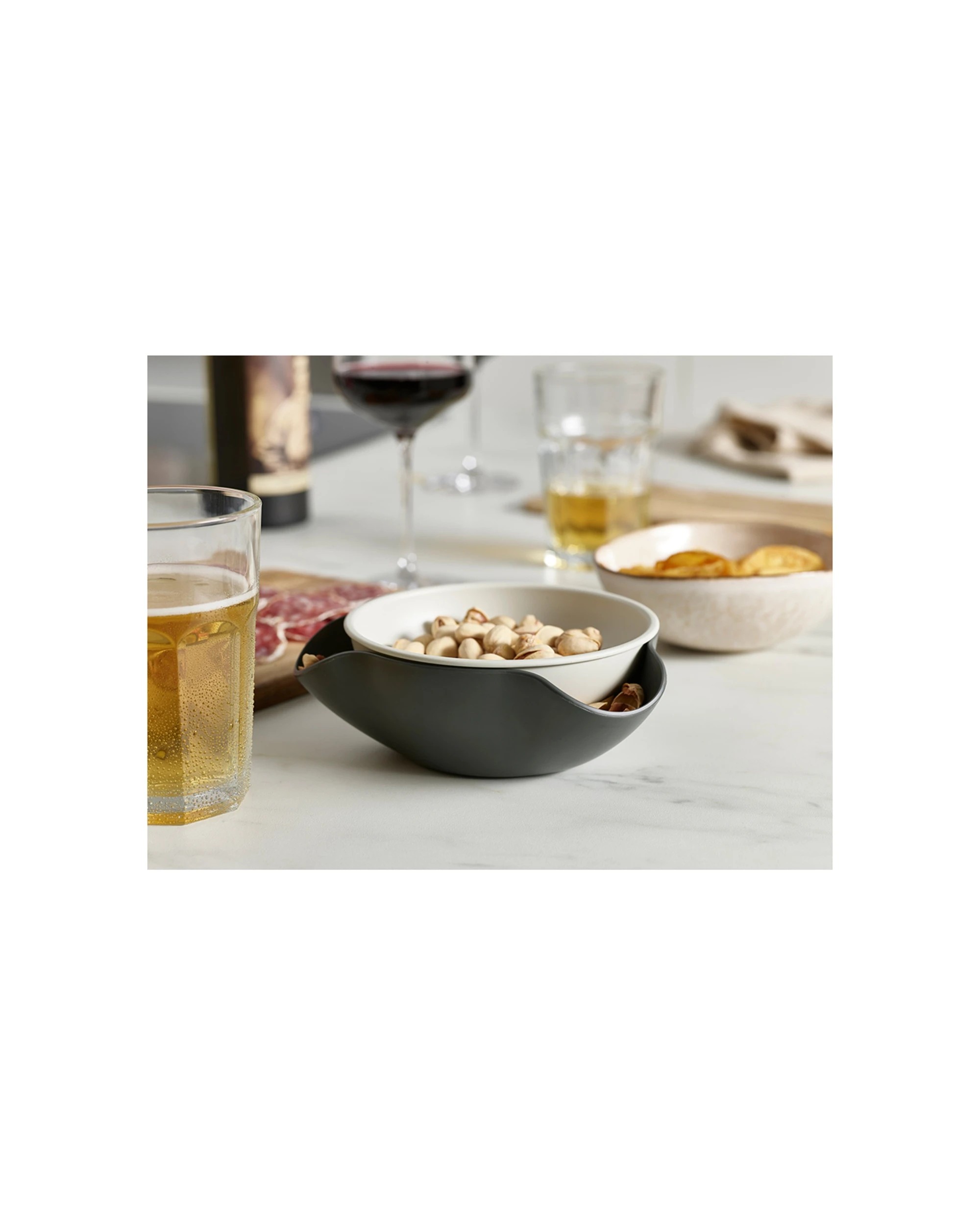 8 Joseph Joseph Double Dish Stacked Bowl Waste Disposal Snack Serving Bowl Compact Design 17.8cm - Grey, 8 of 8