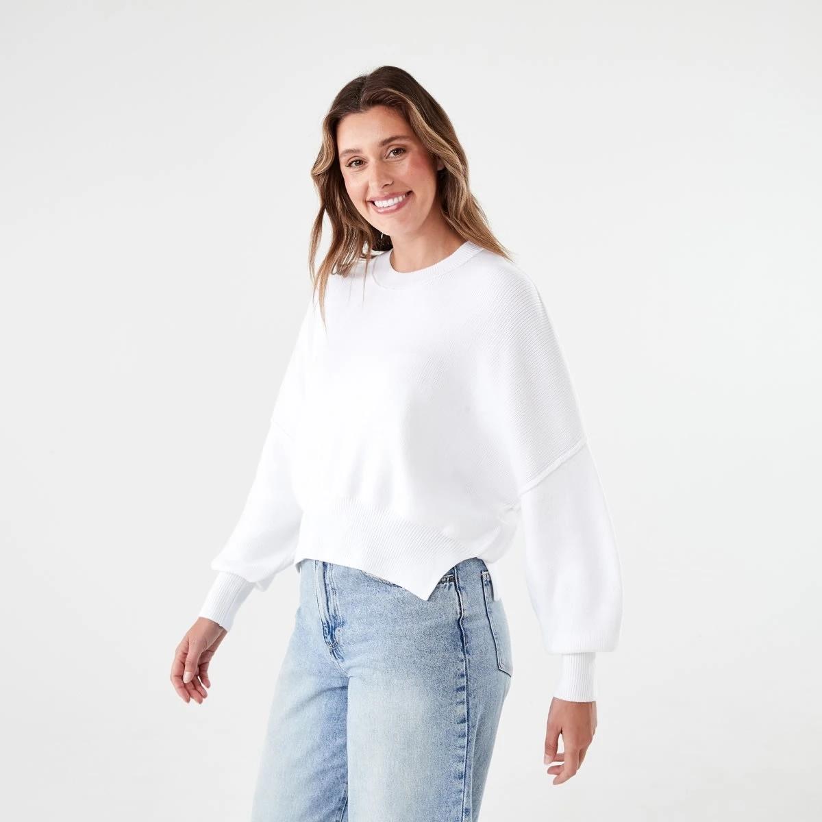 2 Oversized Crew Neck Jumper WHITE, 2 of 7