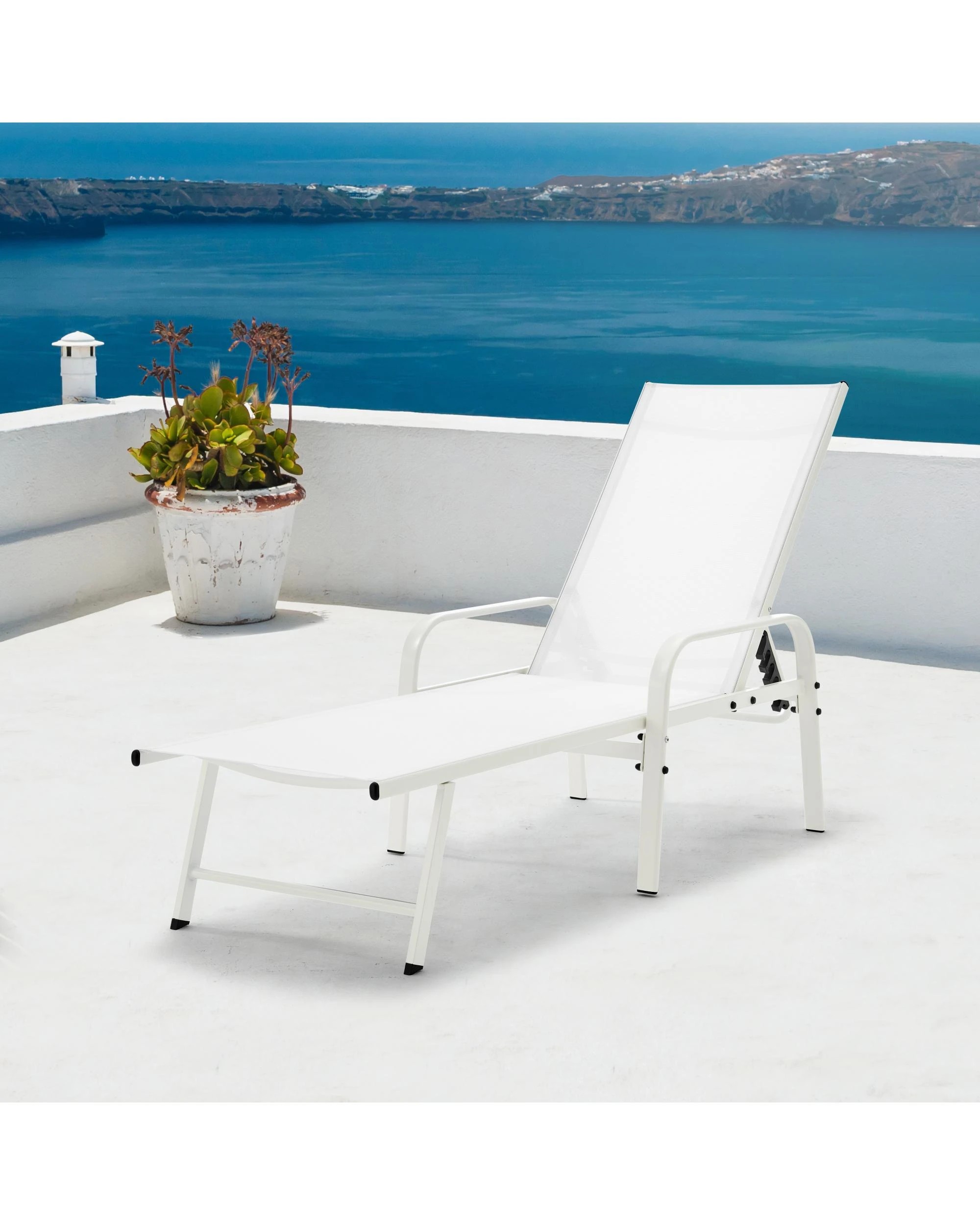 3 Kodu Outdoor Lounge Pool Recliner Chair - White, 3 of 10