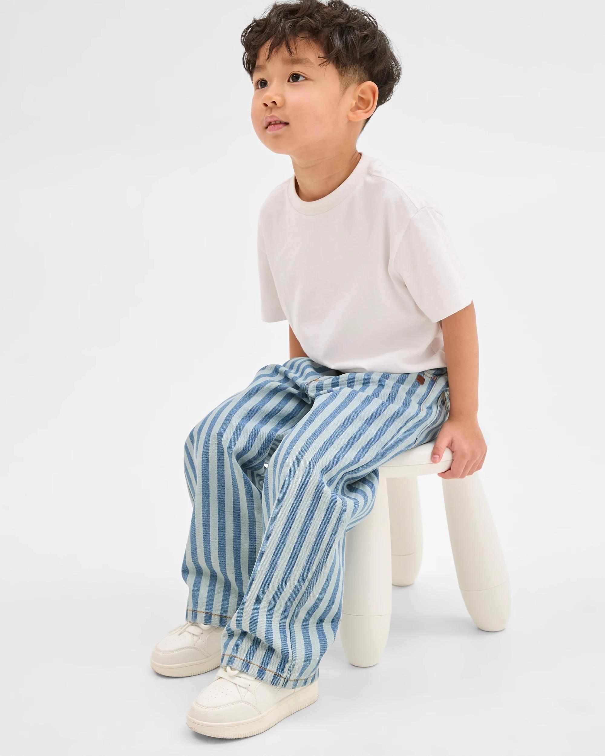 1 Target Kids Wide Leg Denim Jeans STRIPE, 1 of 7