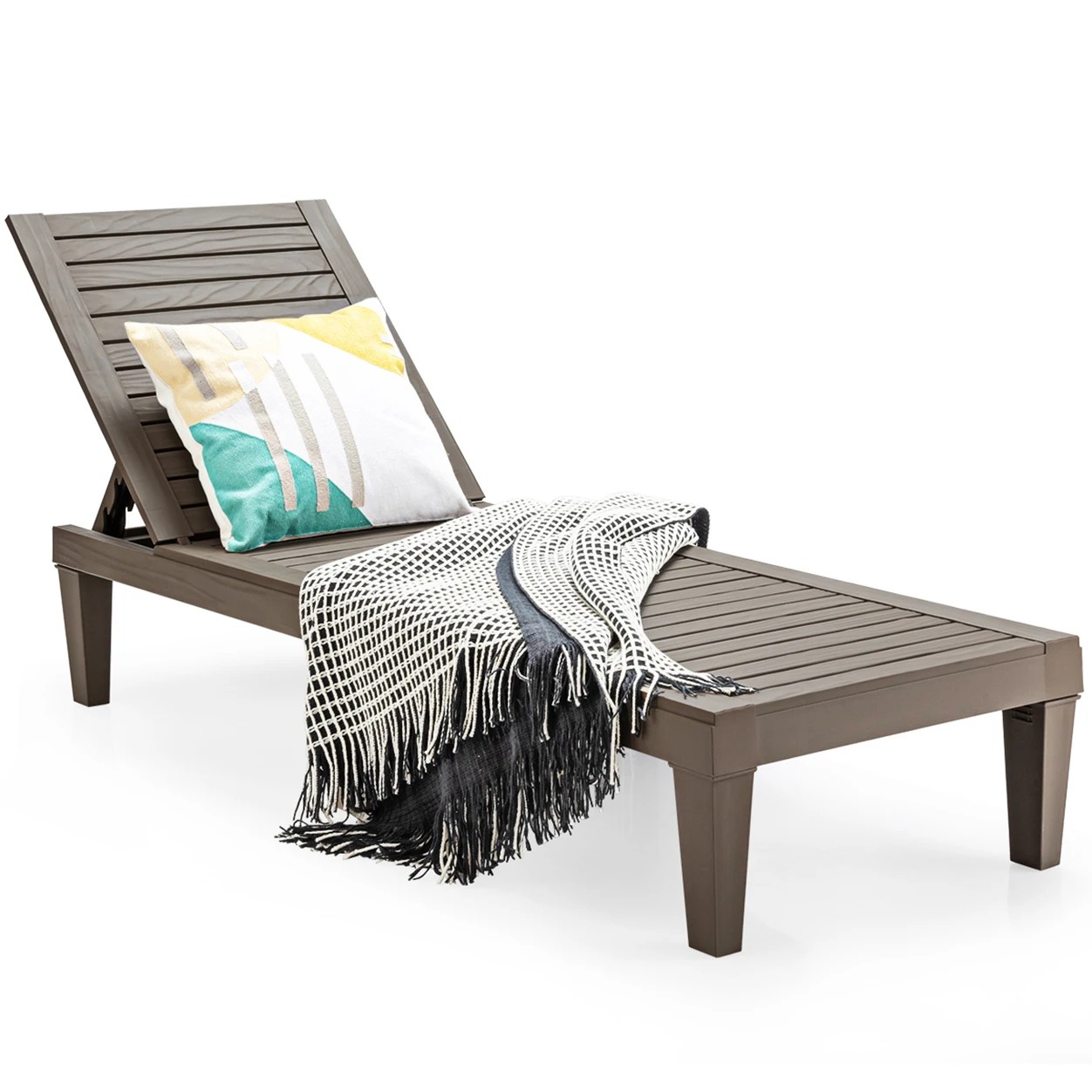 3 Costway Patio Chaise Lounge Chair 5-Position Adjustable Sun Tanning Chair - Brown, 3 of 3