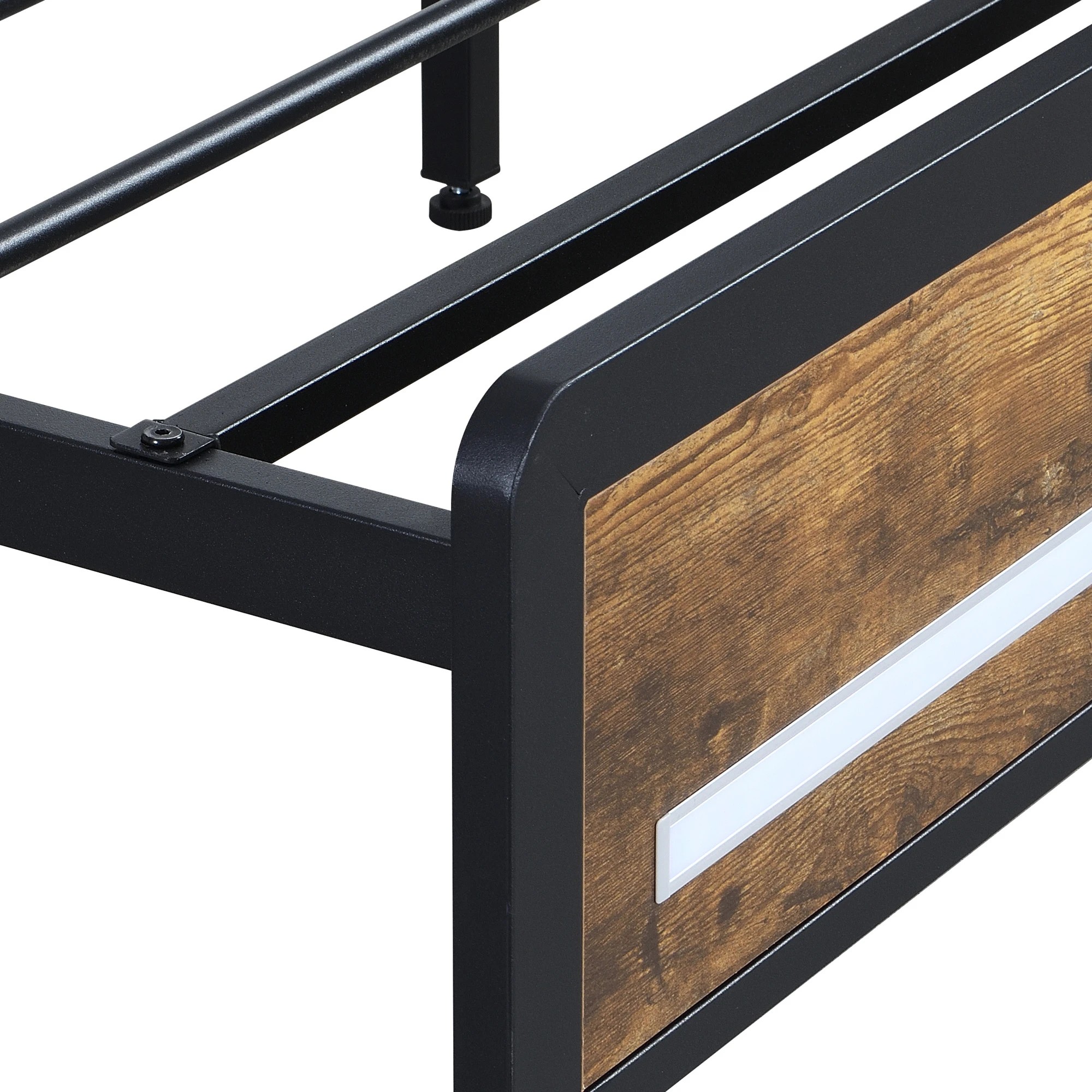 6 Levede King Bed Frame Industrial with LED Charging Station and Storage Bedhead, 6 of 9