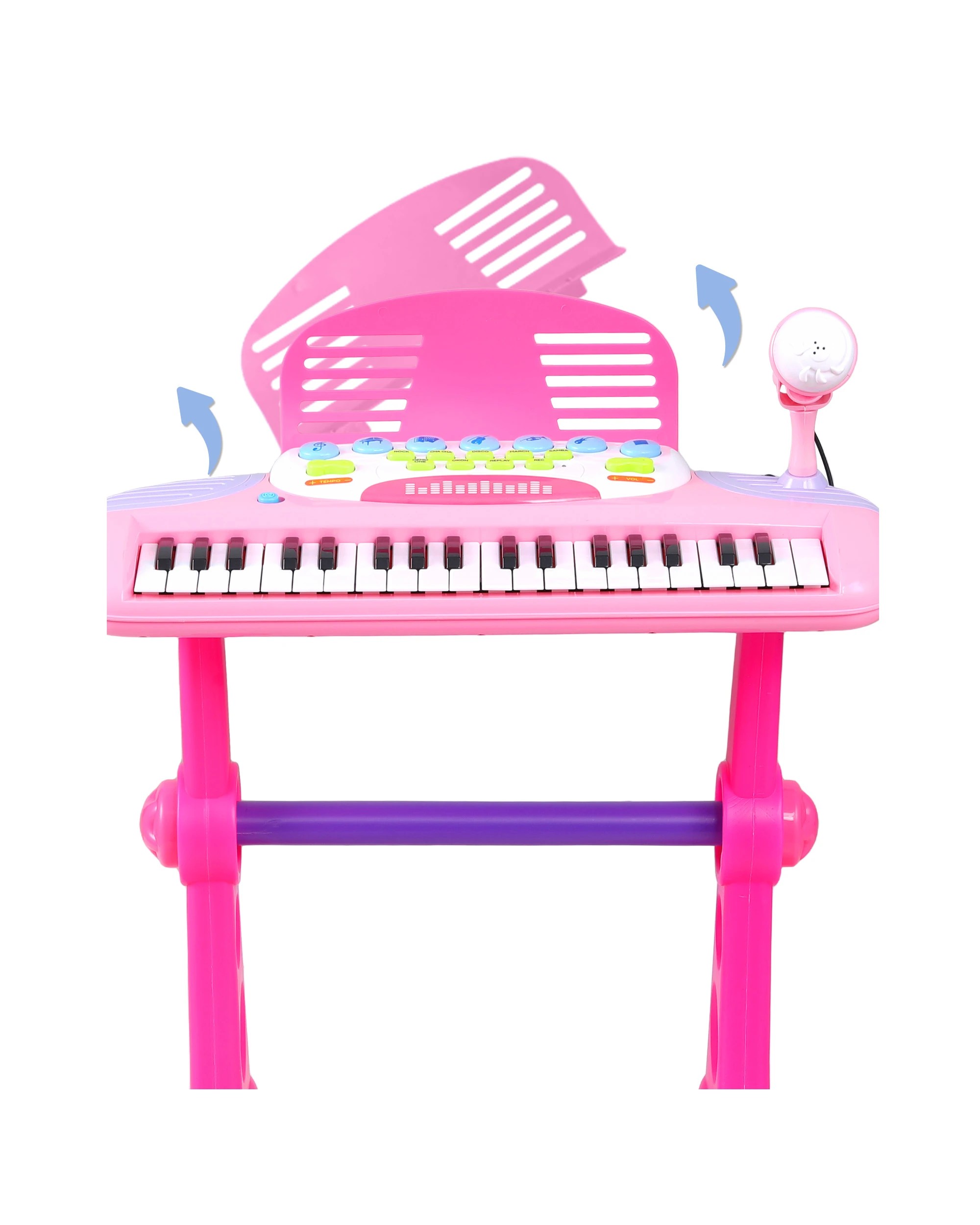 6 Keezi Kids Piano Keyboard 37 Keys Electronic Musical Instrument Set w/ Stool - Pink, 6 of 7
