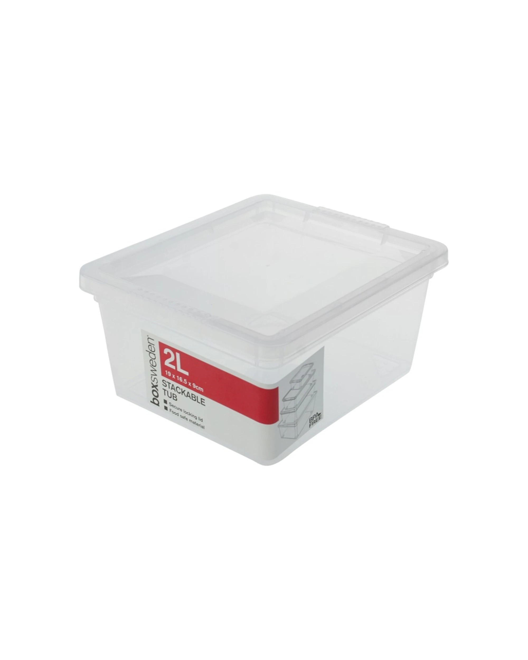 2 Boxsweden Essentials Stackable Box 2L 4 Pack Food Safe Storage Tub With Lid - Plain, 2 of 4