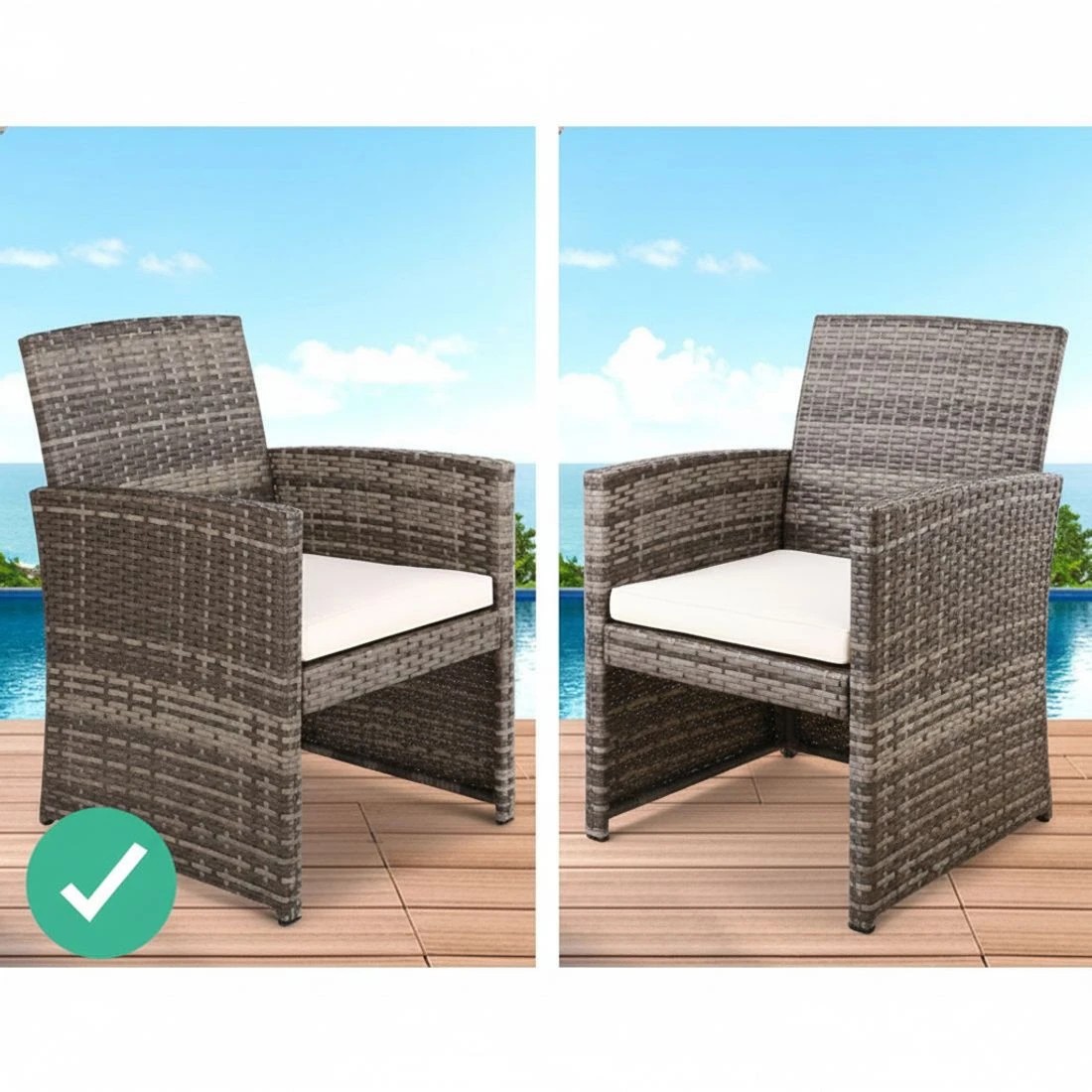 6 Gardeon 4 PCS Outdoor Sofa Set with Storage Cover Rattan Chair Furniture - Grey, 6 of 7