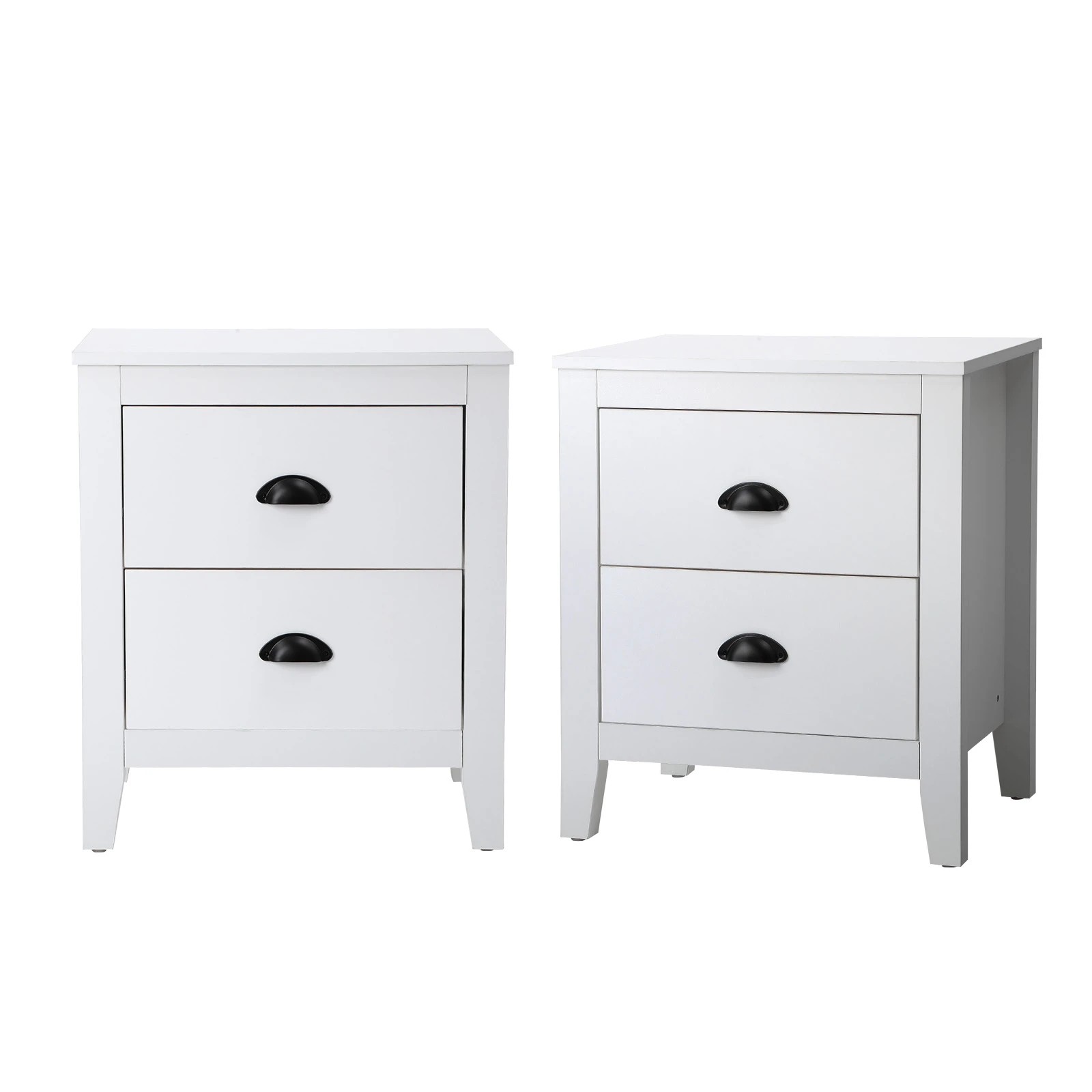 1 Oikiture 2x Bedside Table 2 Drawers Side Tables Nightstand Storage Cabinet - White, 1 of 9