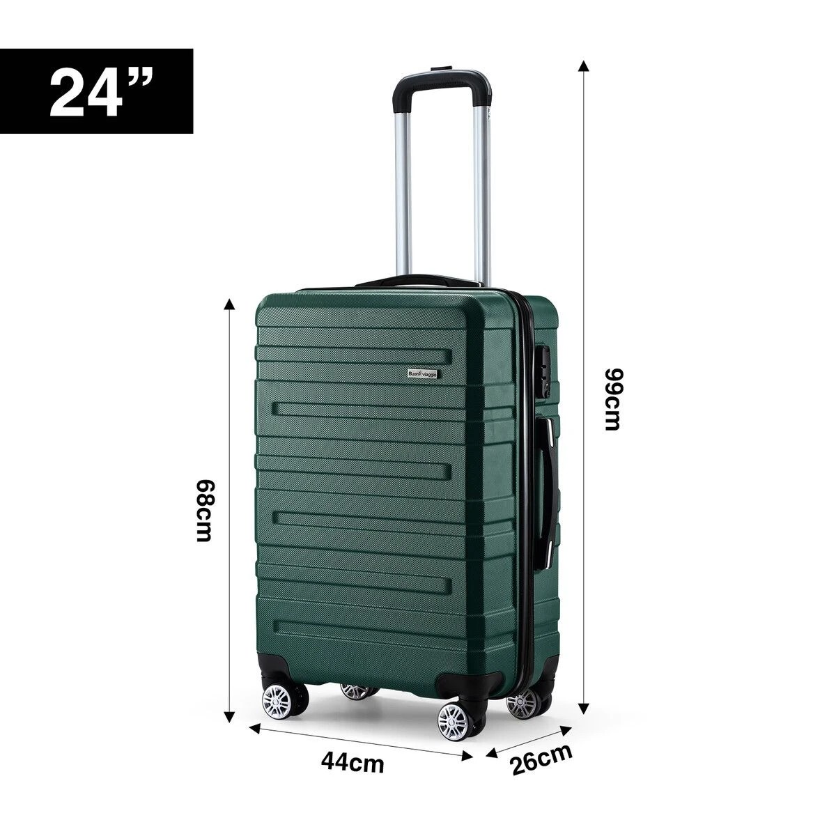 3 Buon Viaggio 3 Piece Luggage Set Hard Carry On Travel Suitcases, 3 of 4