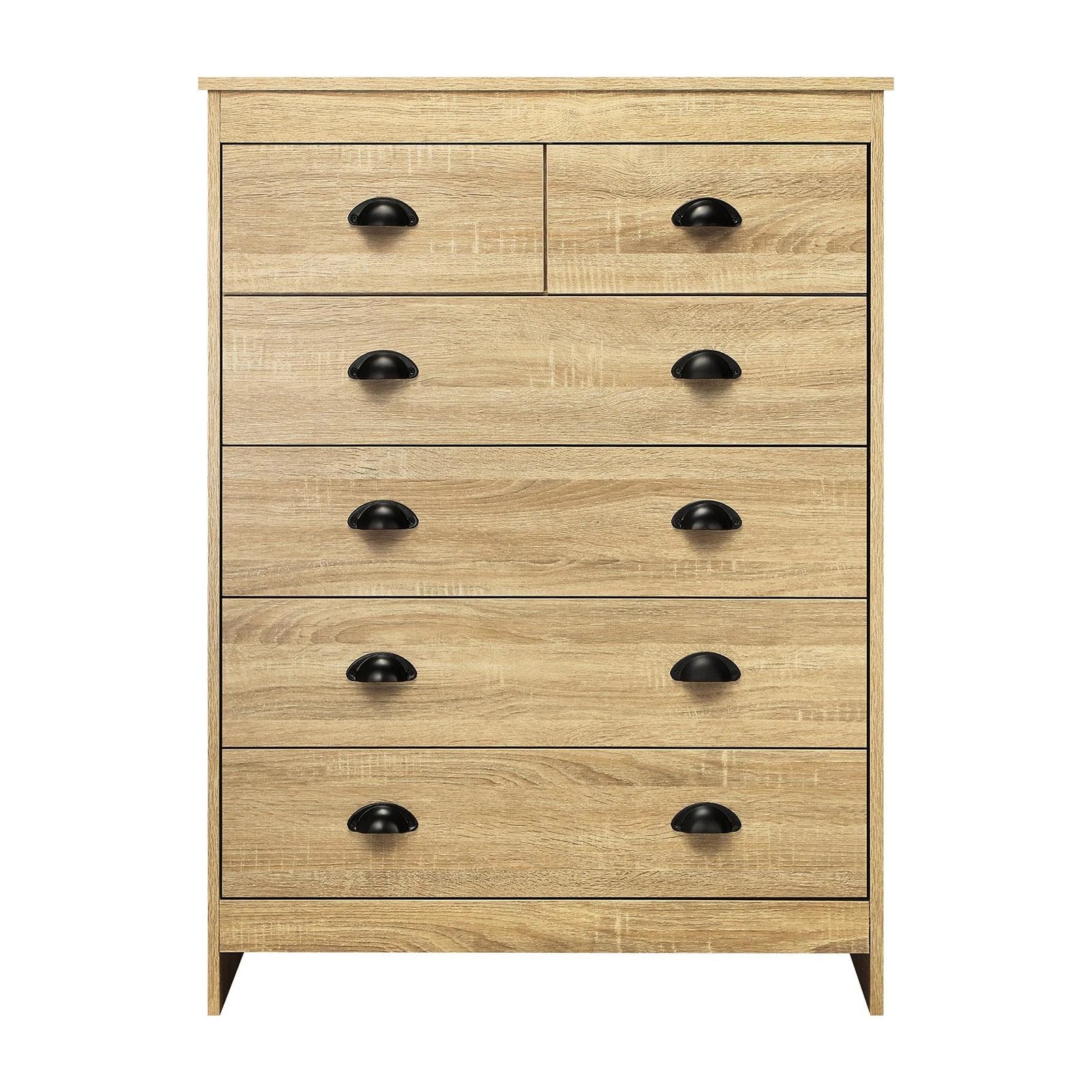 6 Oikiture 6 Chest of Drawers Tallboy Dresser Table Storage Cabinet - Natural, 6 of 9