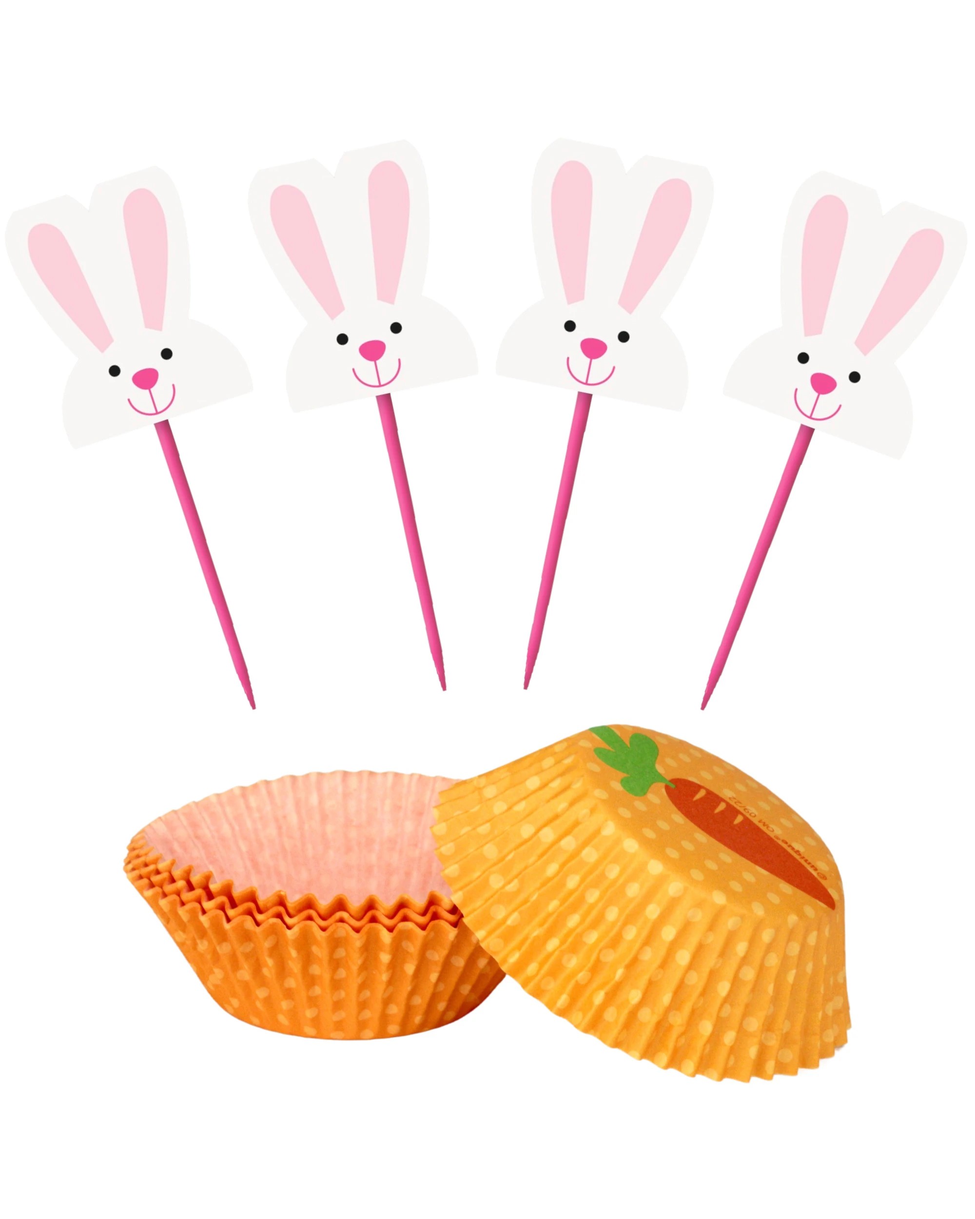 1 Unique Easter Bunny and Carrot Cupcake Kit Pack of 24, 1 of 1