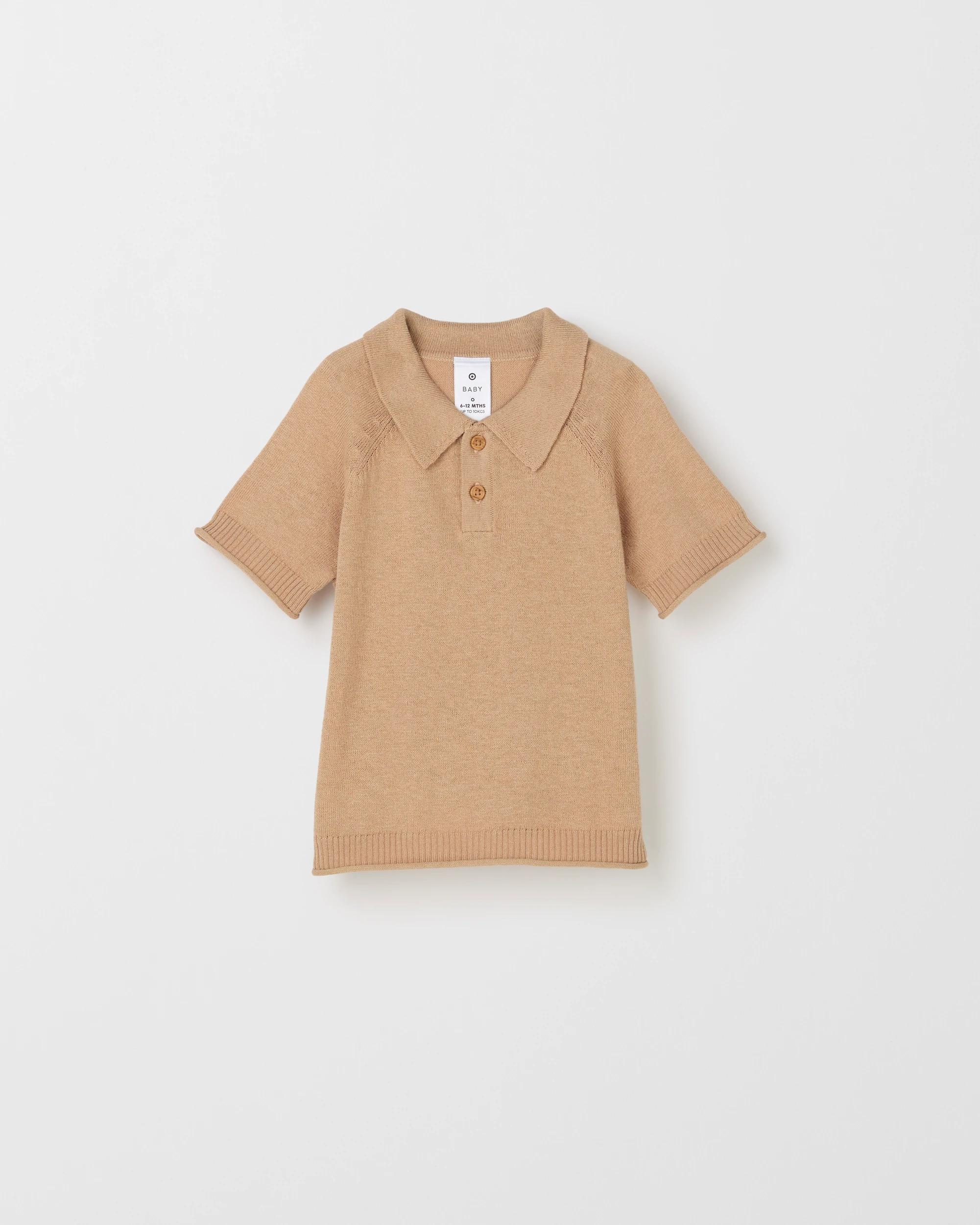 4 Target Baby True Knit Polo Top TAUPE, 4 of 5