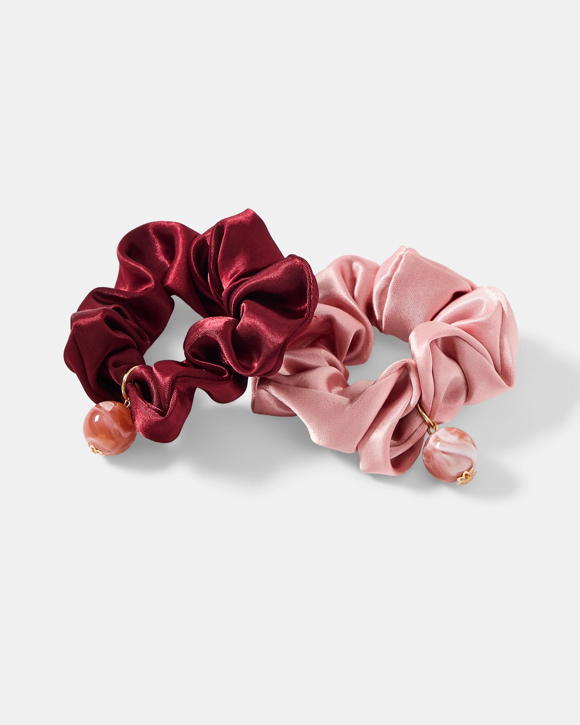 1 2 Pack Beaded Scrunchies - Red and Pink, 1 of 4