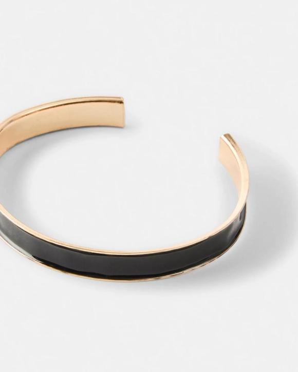 2 Colour Cuff Bracelet - Black and Gold Tone