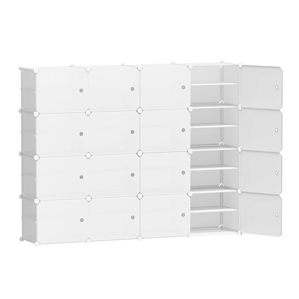 1 Artiss Shoe Rack DIY 16 Storage Cube Stackable - White, 1 of 4