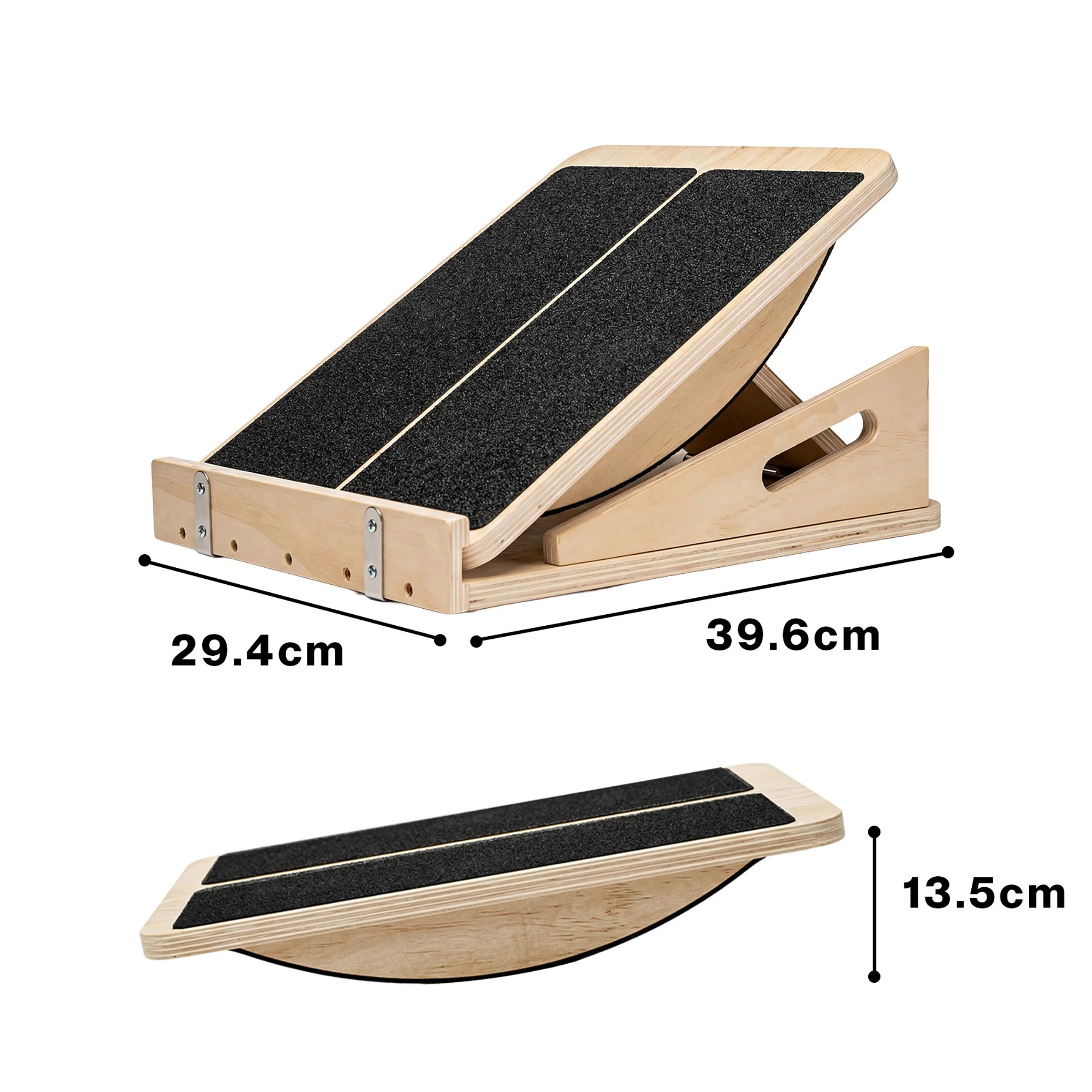 3 Centra Wooden Balance Board Natural Color 4 Position Incline Calf Stretcher With Side Handle, 3 of 5