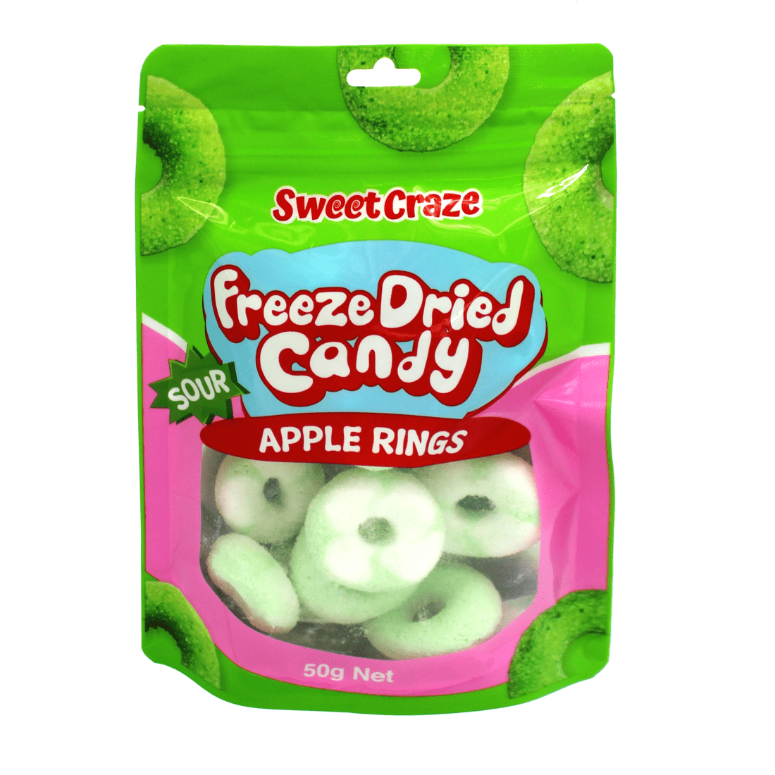 1 Sweet Craze Sour Freeze Dried Candy 50g - Apple Rings, 1 of 2