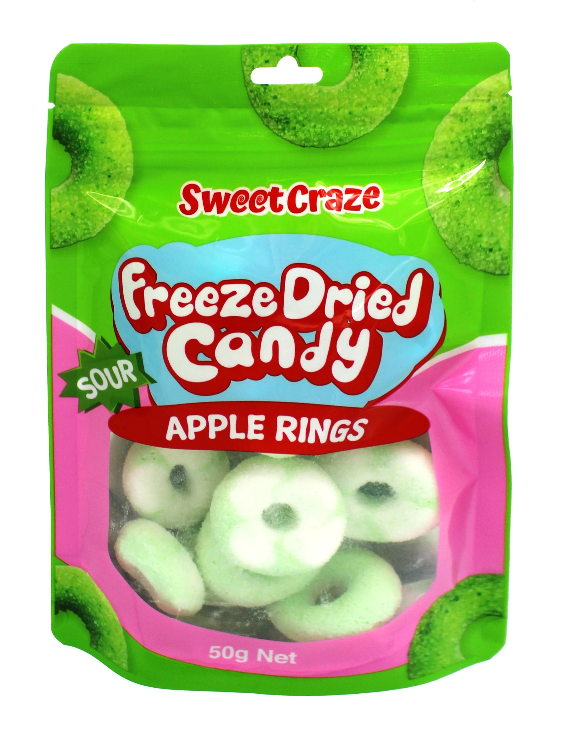 1 Sweet Craze Sour Freeze Dried Candy 50g - Apple Rings, 1 of 2