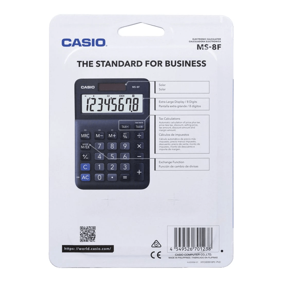2 Casio 8 Digit Desk Calculator Black MS8F, 2 of 4