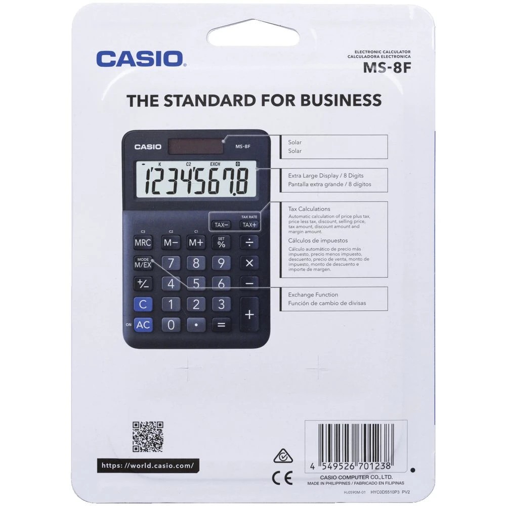2 Casio 8 Digit Desk Calculator Black MS8F, 2 of 4