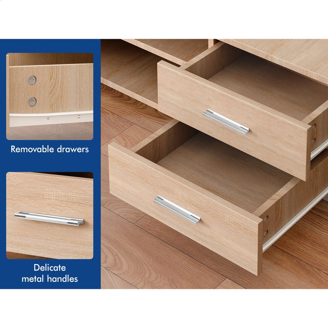 4 Alfordson Entertainment Unit TV Cabinet Stand 120cm Storage Drawer - Oak, 4 of 10