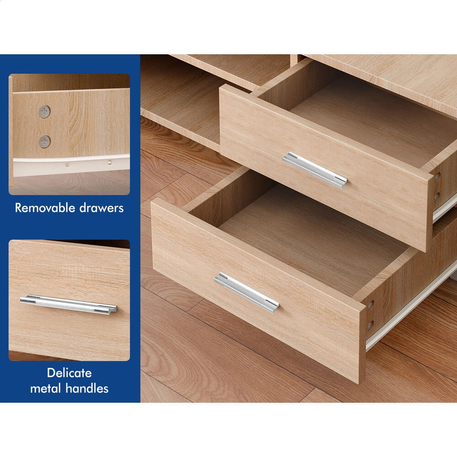 4 Alfordson Entertainment Unit TV Cabinet Stand 120cm Storage Drawer - Oak, 4 of 10