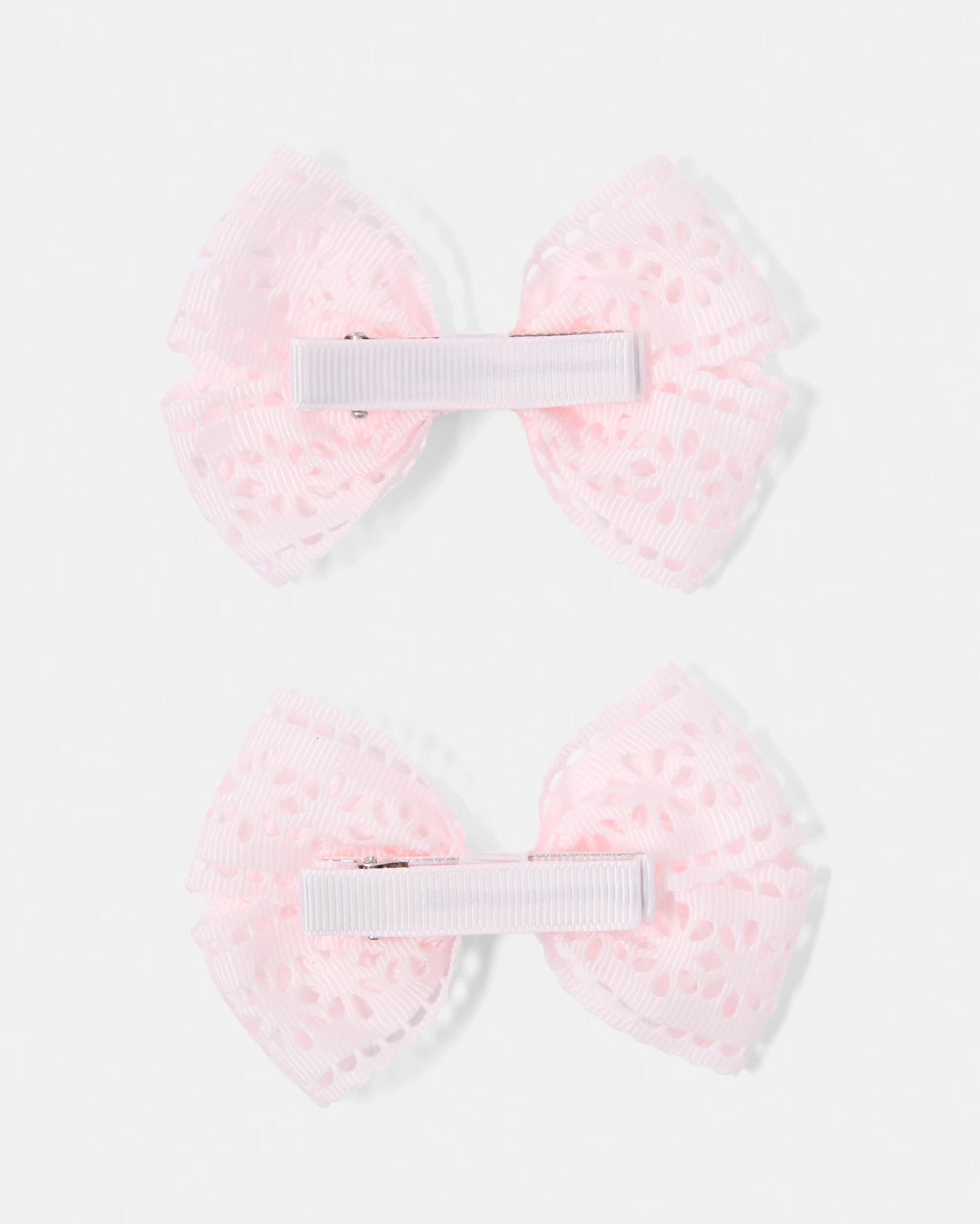 3 2 Pack Pink Laser Cut Bow Hair Clips, 3 of 4