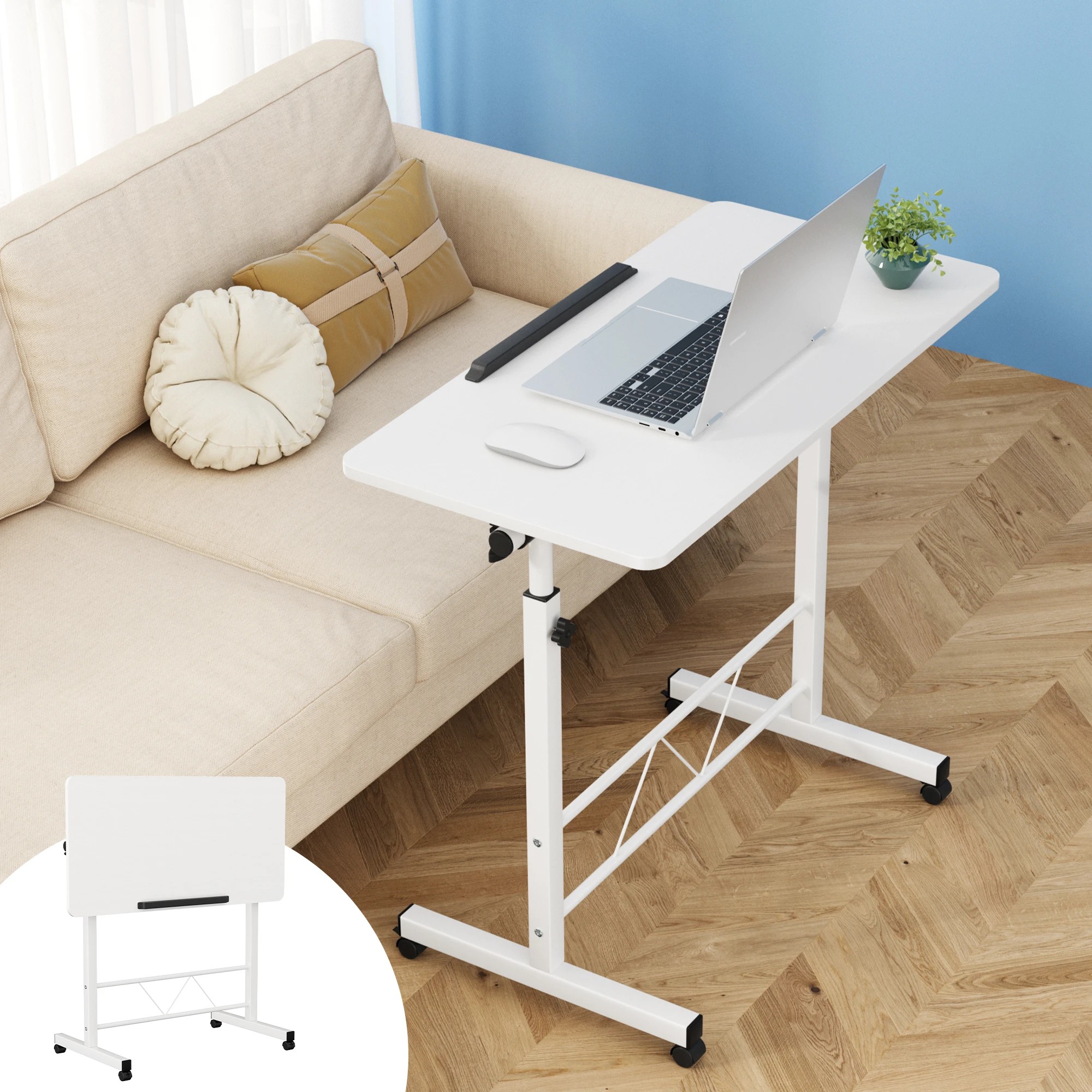 7 Artiss Laptop Desk Table Adjustable 80CM - White, 7 of 7