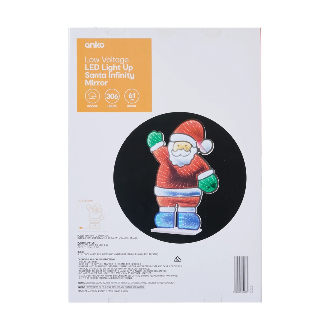 9 Low Voltage LED Light Up Santa Infinity Mirror, 9 of 9