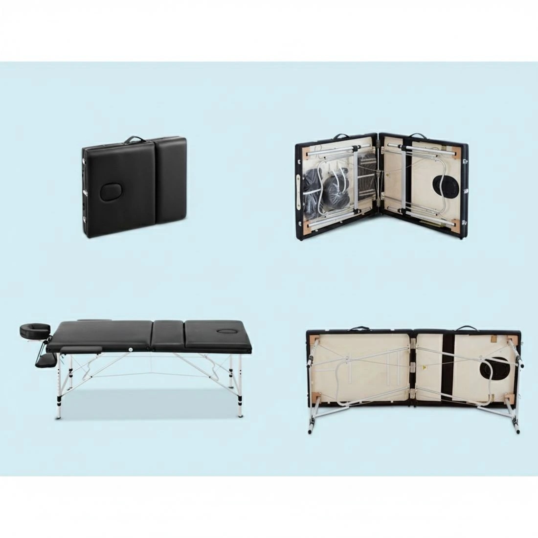 6 Zenses Massage Table 80cm Portable 3 Fold Aluminium Beauty Bed - Black, 6 of 8