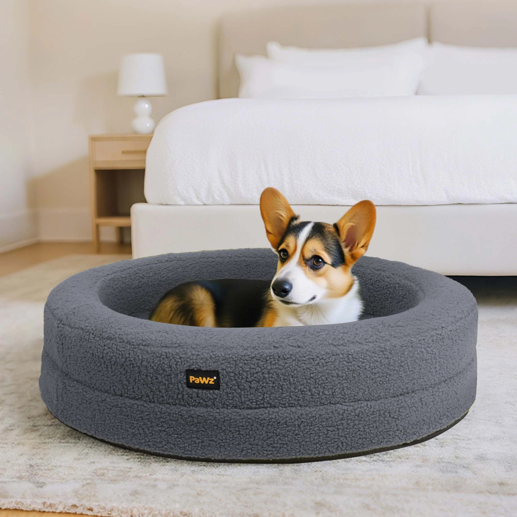 7 Pawz Washable Round Pet Bed  L - Grey, 7 of 9