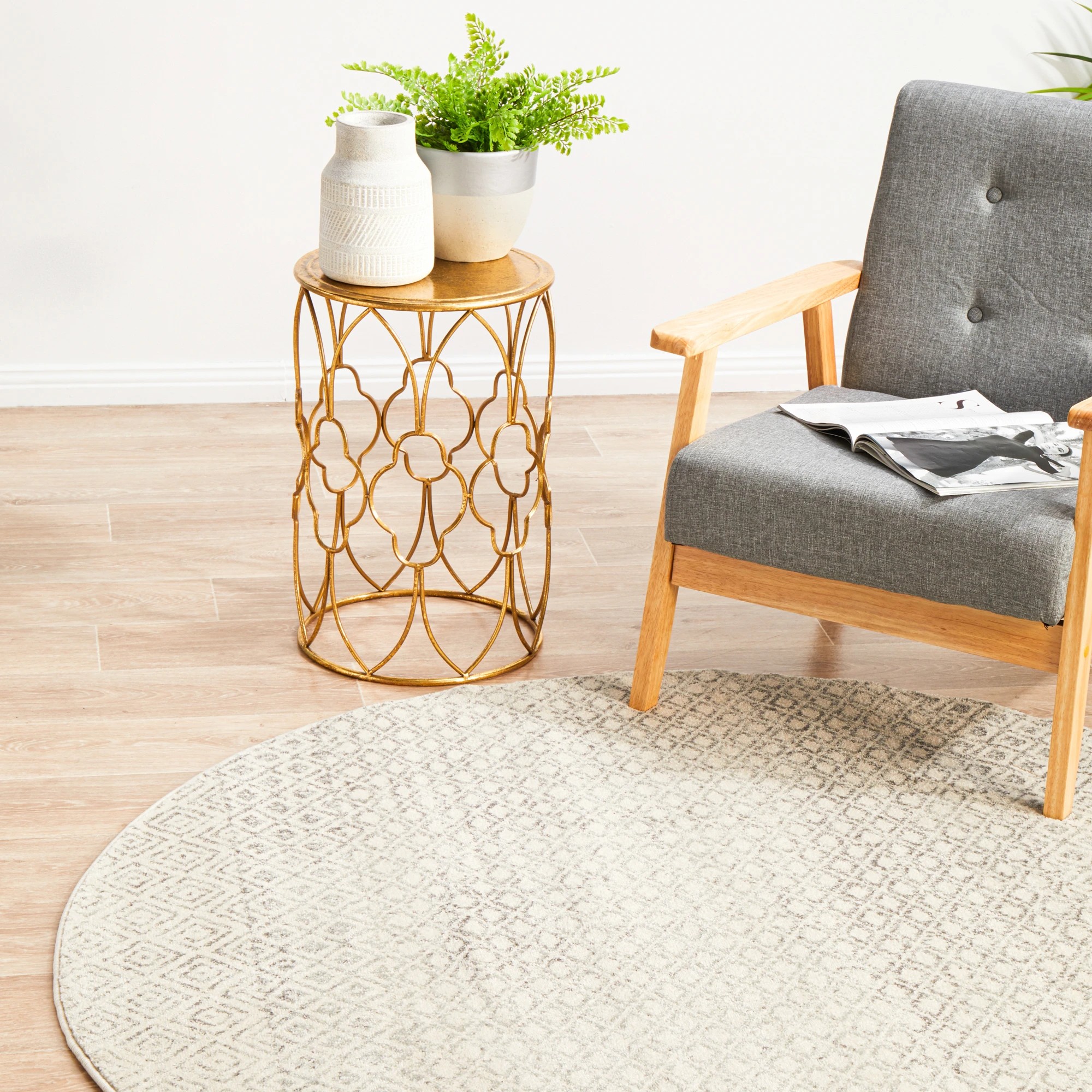 3 Common Ground Rugs Encore 265 150x150cm - Small Round Rug - Silver, 3 of 8