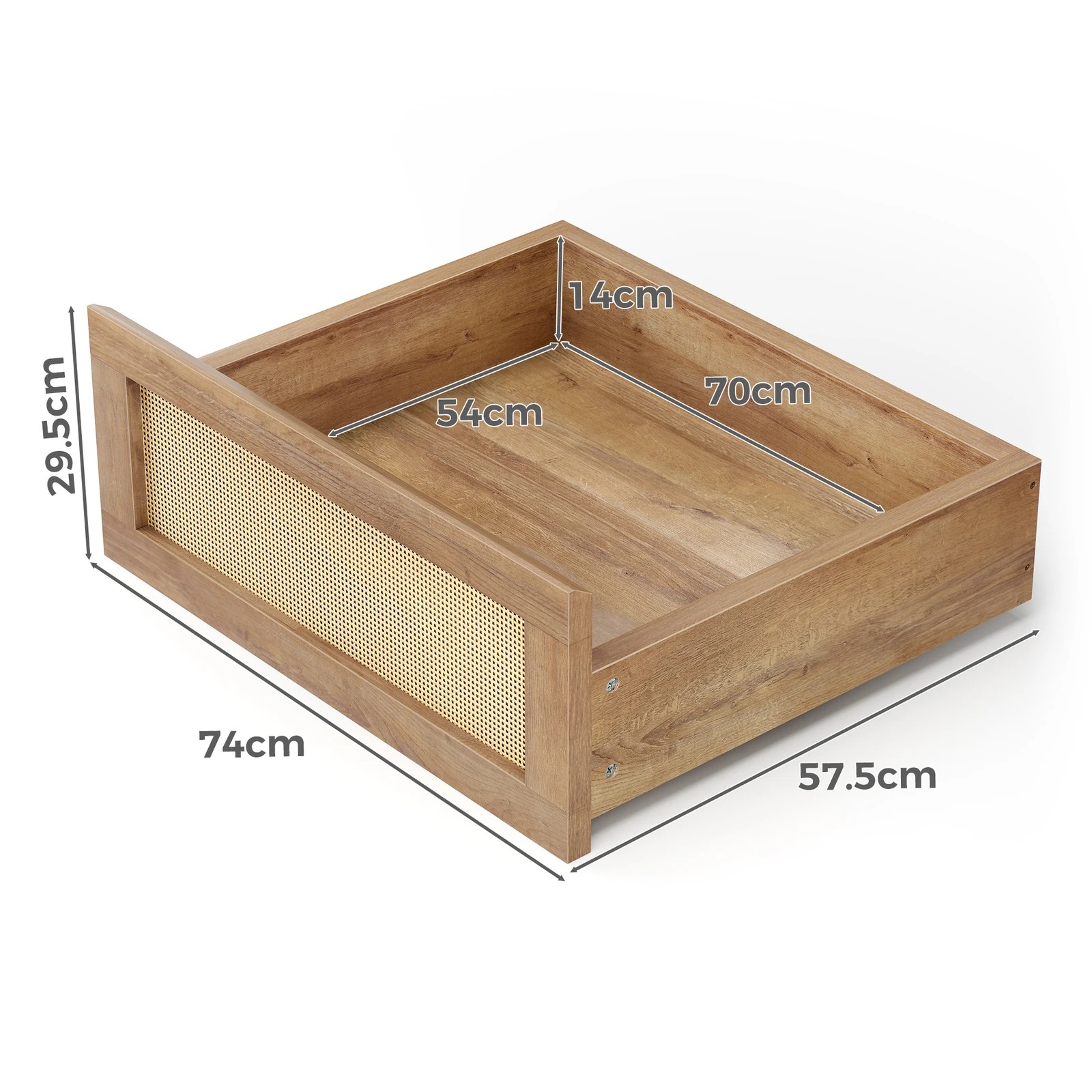 3 Alfordson Wooden Bed Frame Queen Size Rattan Bed Base with Storage Drawers - Oak, 3 of 10