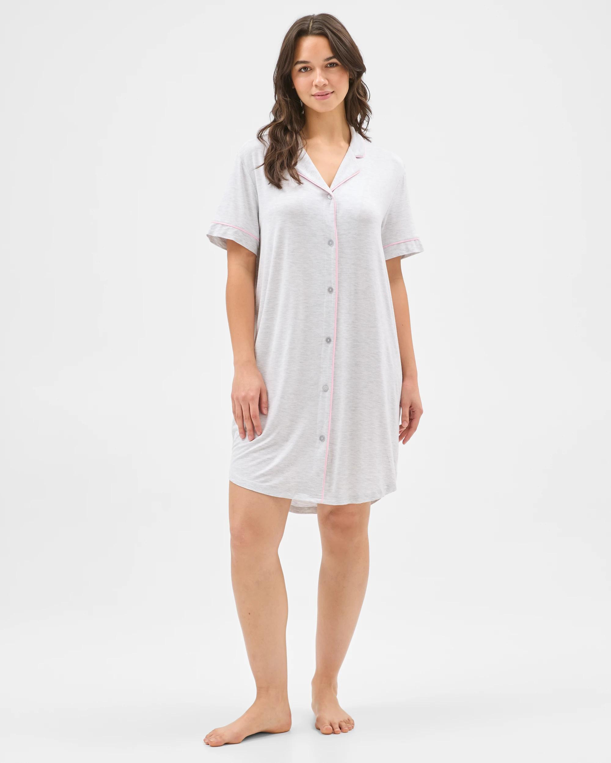 2 Target Woman Bamboo Short Sleeve Nightshirt GREY FAIRYTALE, 2 of 7