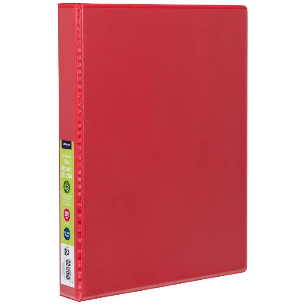 1 J.Burrows Insert Binder A4 3 D-Ring 25mm Red, 1 of 6