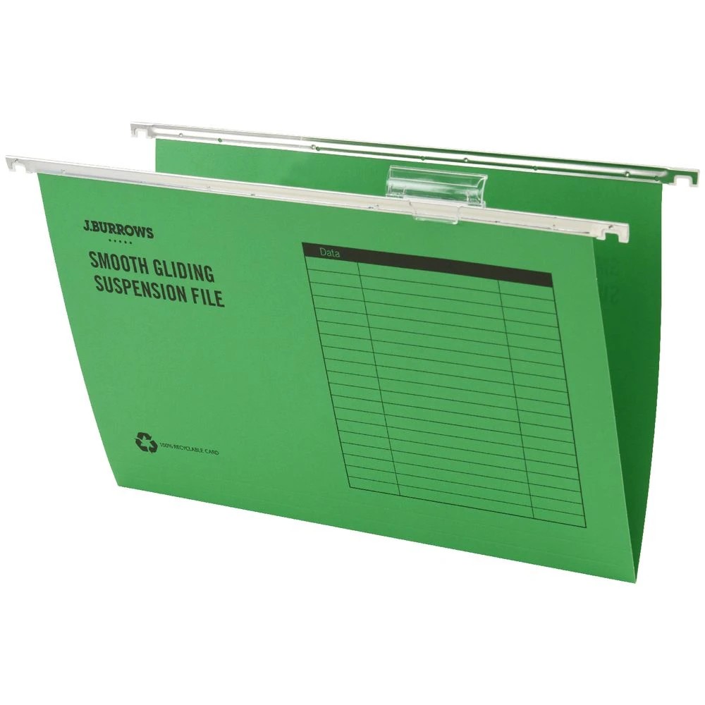 3 J.Burrows Foolscap Suspension Files Green 25 Pack, 3 of 3