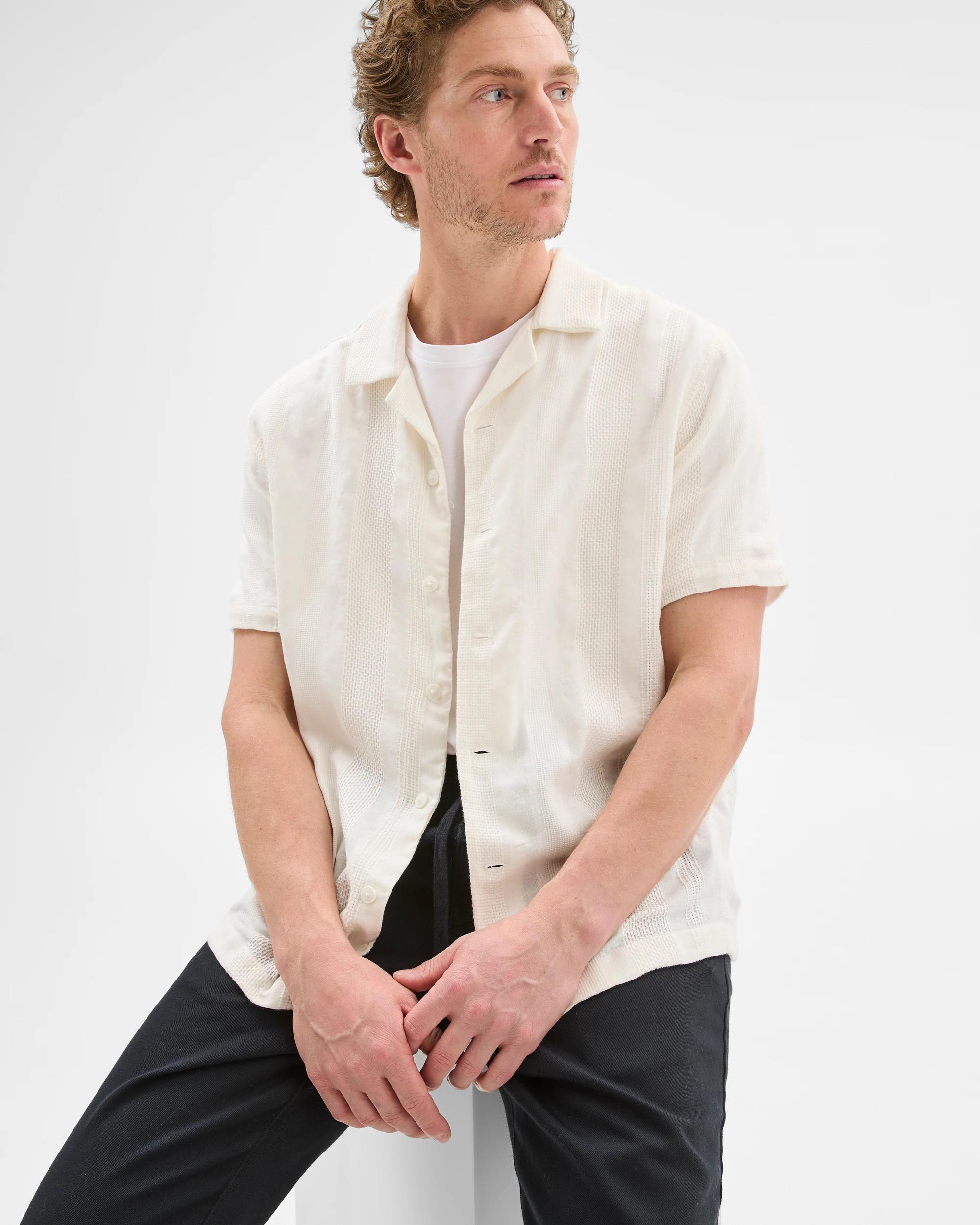 4 Target Australian Cotton Short Sleeve Stripe Shirt WHITE, 4 of 5